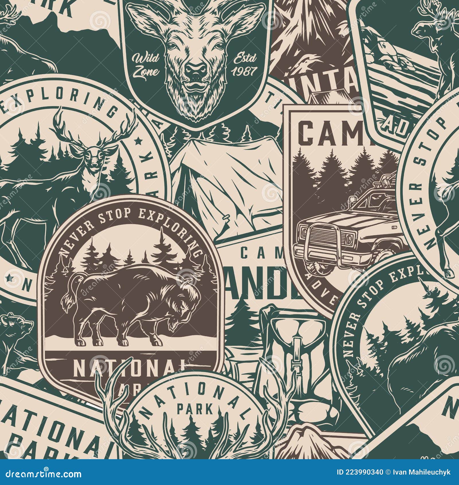 outdoor recreation seamless pattern