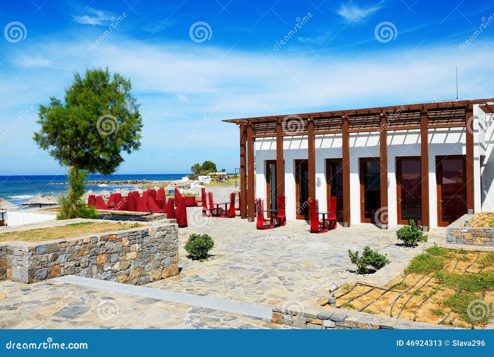 The Outdoor Restaurant Near Beach at Luxury Hotel Stock Image - Image