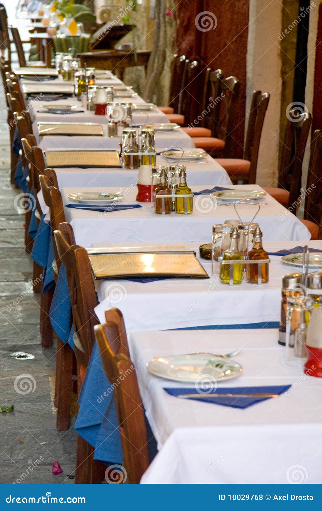 Outdoor restaurant tables stock photo. Image of recedes 10029768