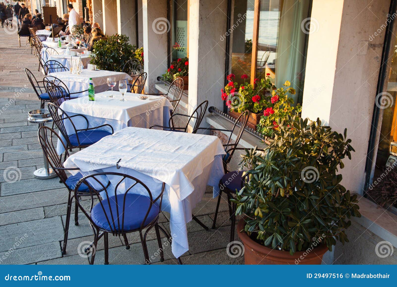 Outdoor Restaurant in Venice Stock Photo Image of sidewalk, waiter