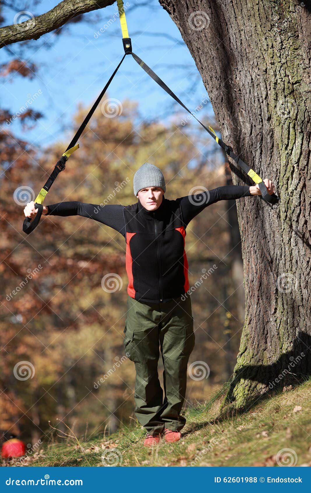 Outdoor Suspension Training in Forest Stock Photo Image of caucasian