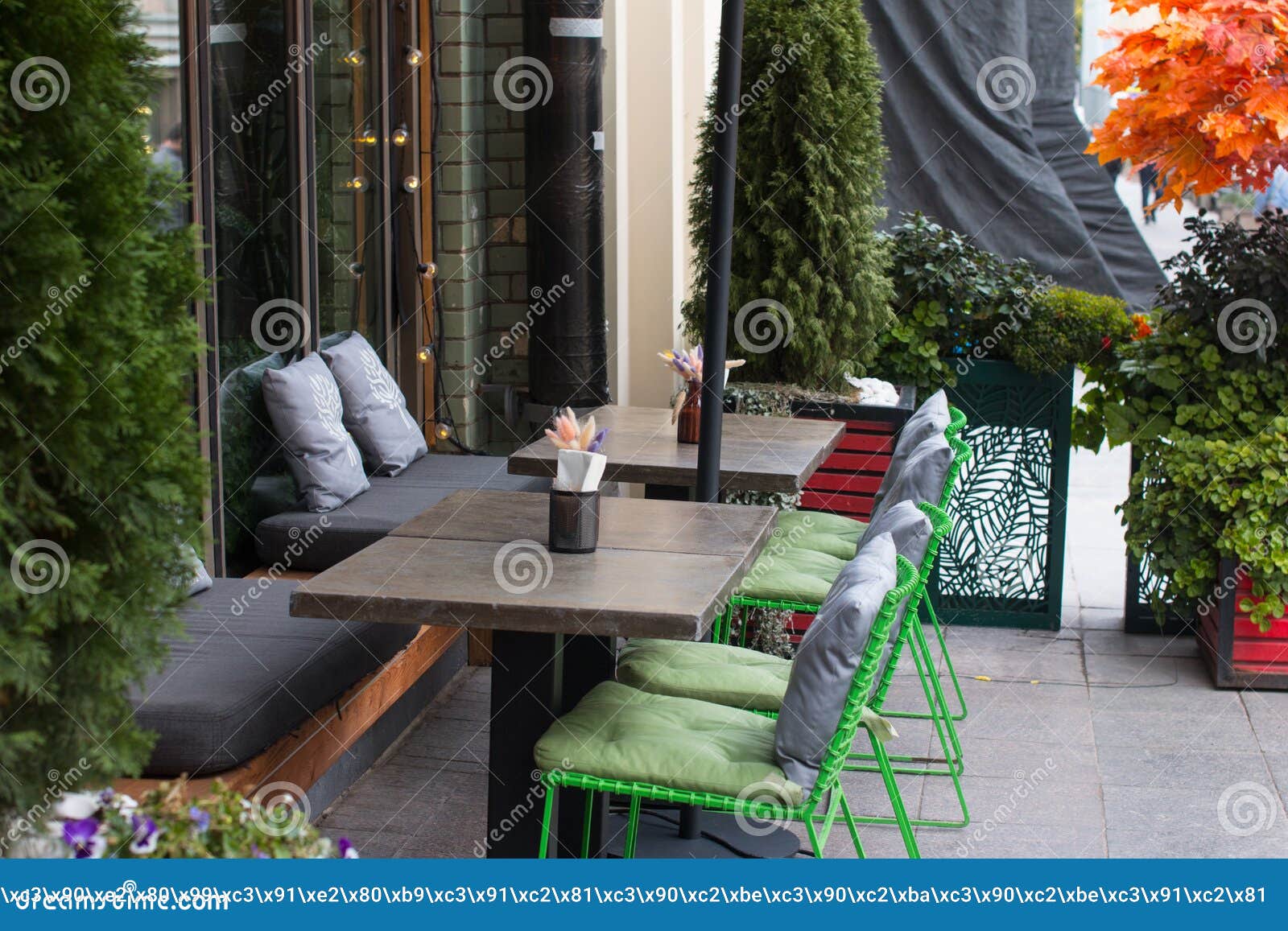 Outdoor Tables in the Restaurant. Stock Photo Image of bistro, nature
