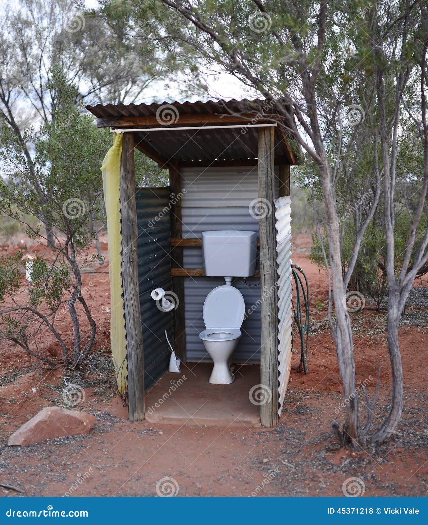 outdoor toilet in australian bush. stock photo - image of