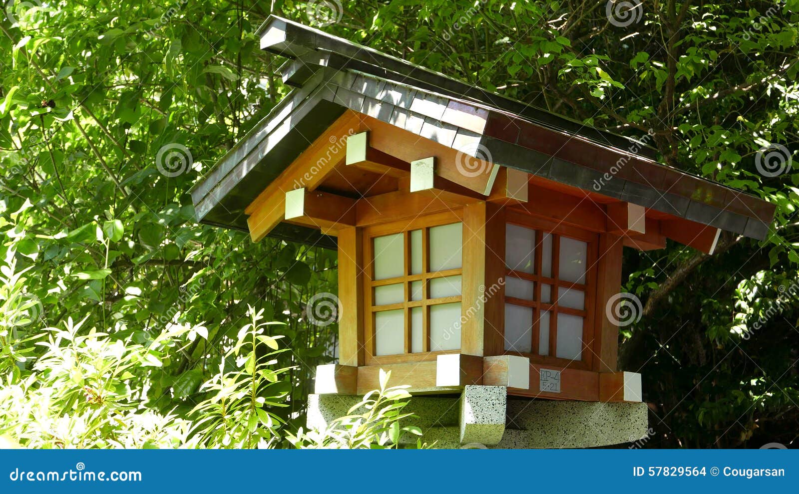 Outdoor Traditional Wooden Lamp in Zen Garden Stock Photo - Image of ...