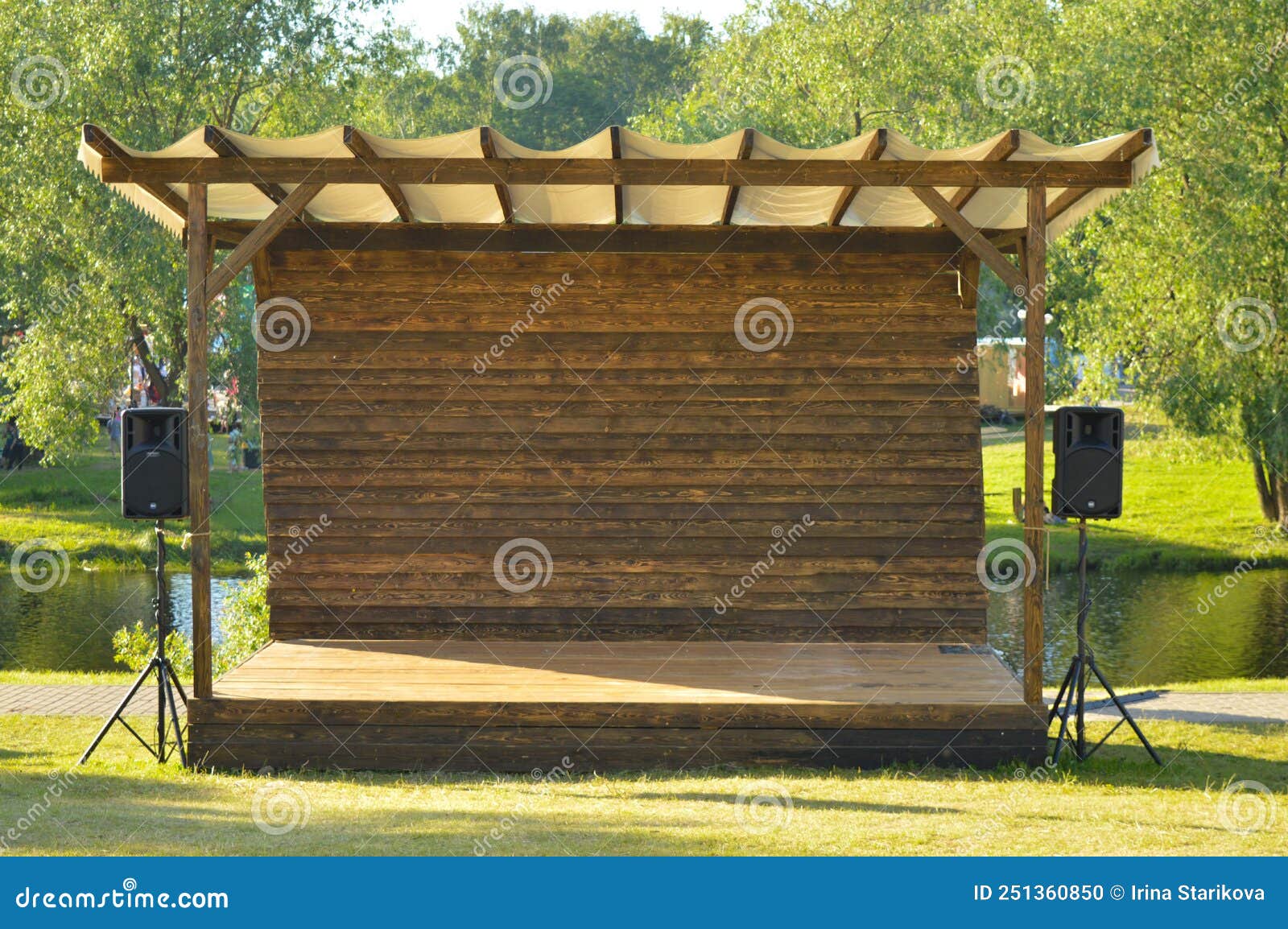 Outdoor Wooden Stage In Outdoor Parks Open Air Stock Photo Image Of