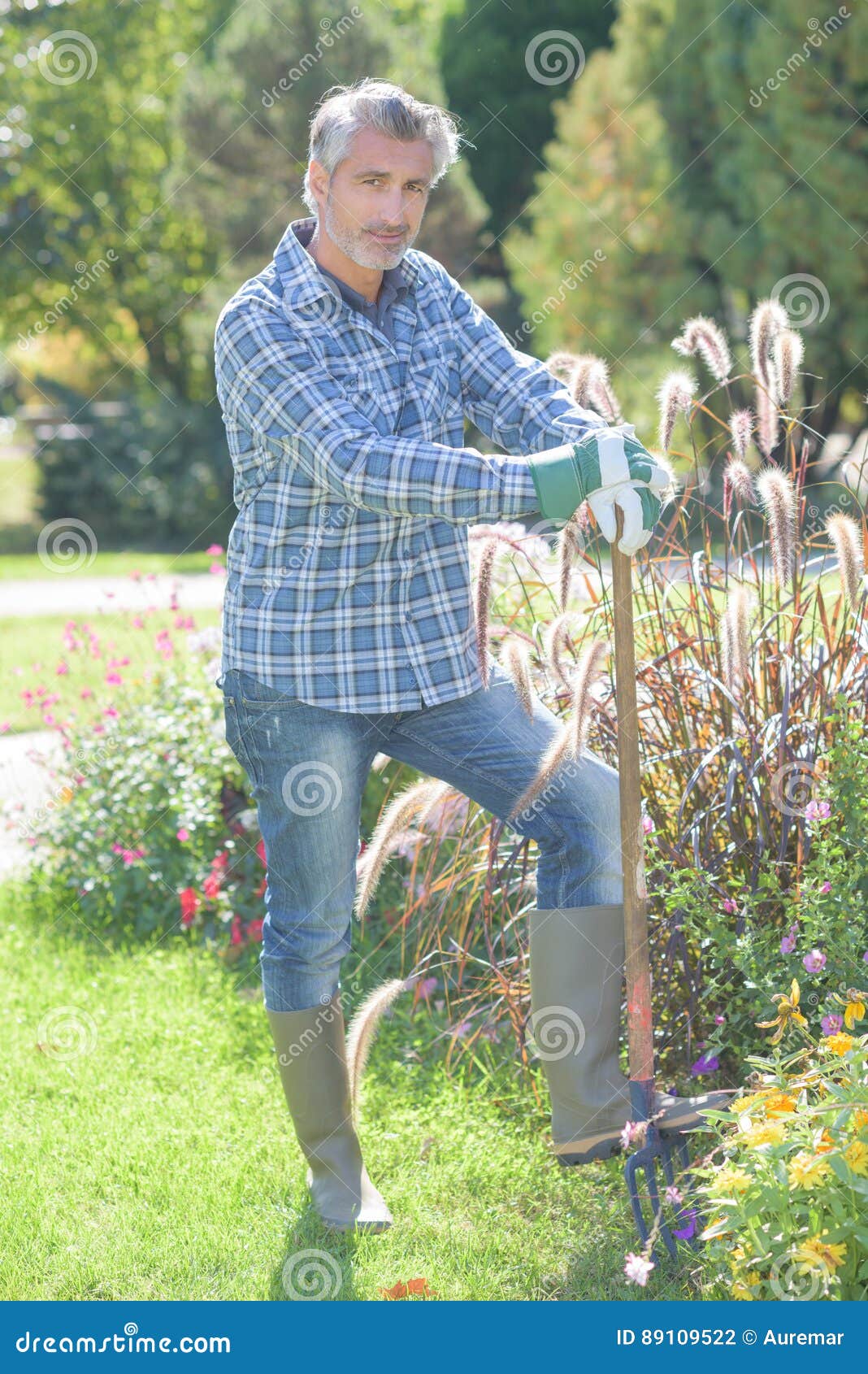 Outdoor Worker Holding Rake Stock Photo Image of retire, outdoor