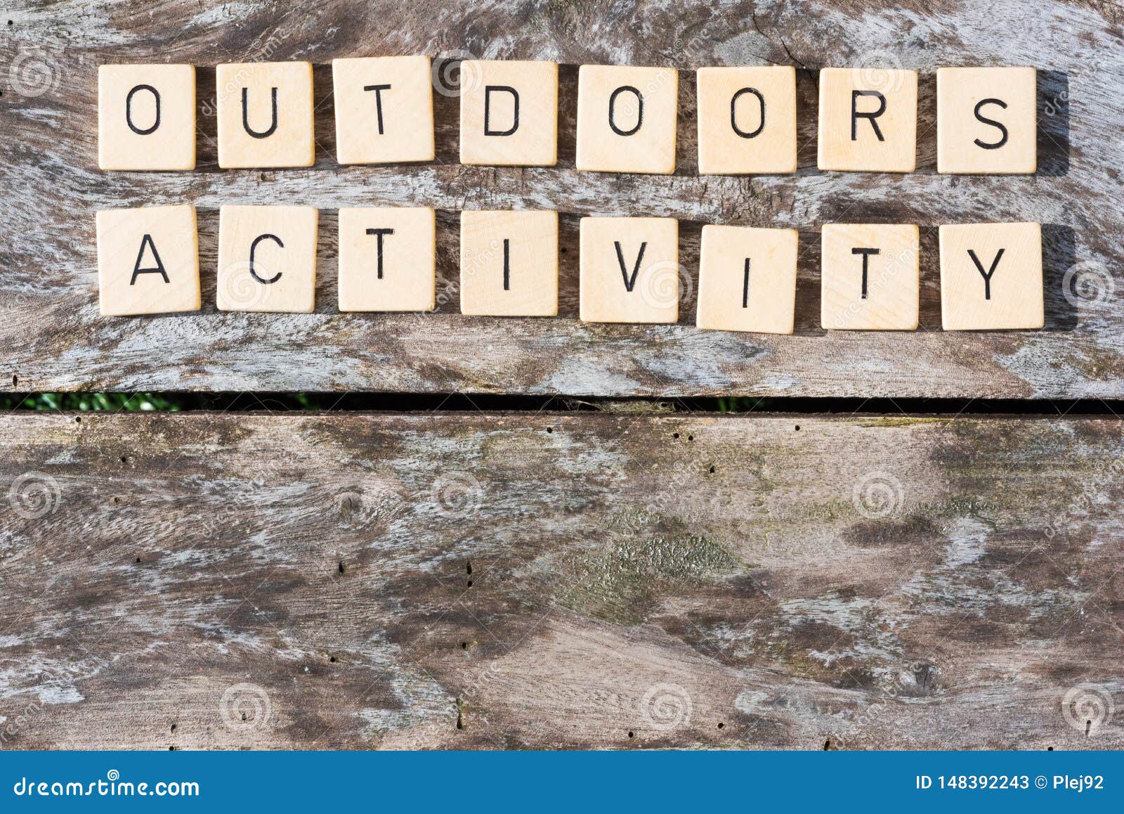 Outdoors Activity Words Letters on a Wood Table Stock Image Image of