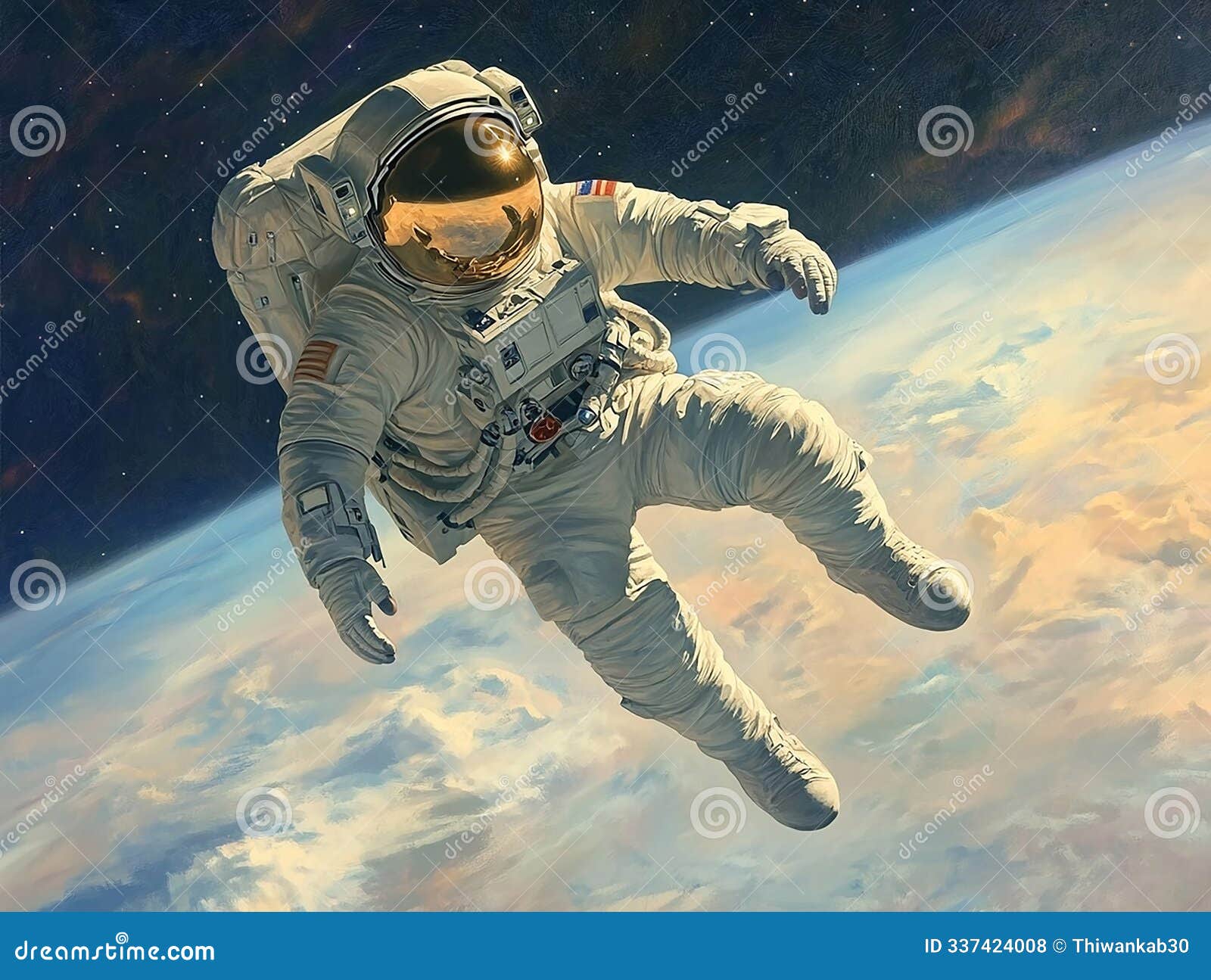 outer space art: the cartoon astronaut at work