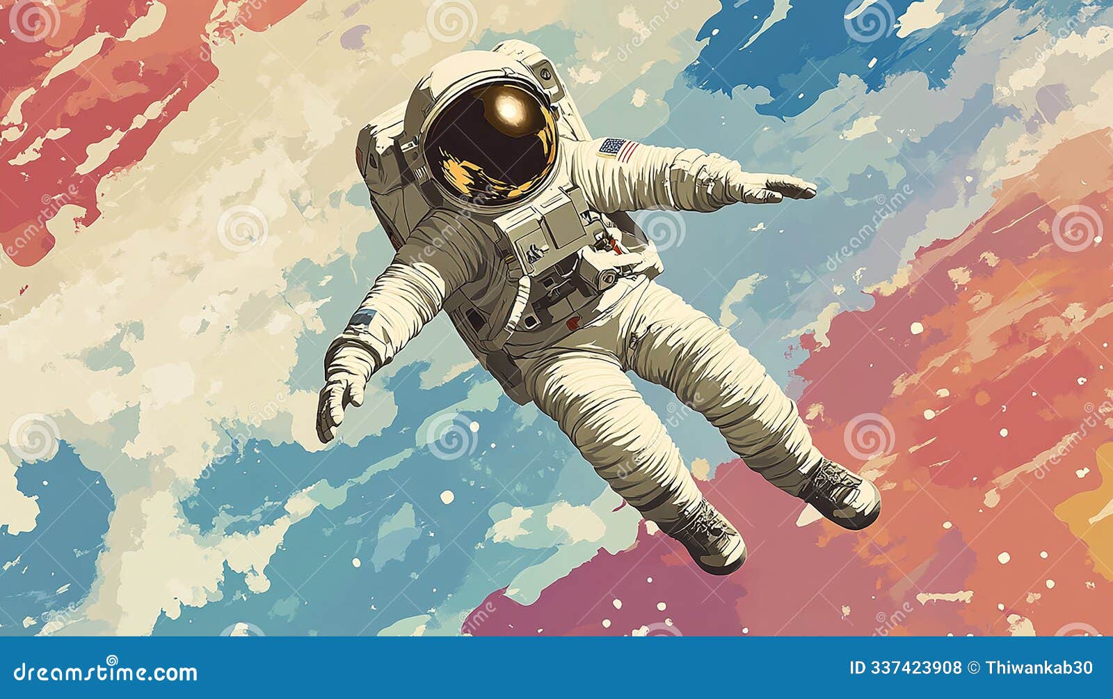 outer space art: the cartoon astronaut at work