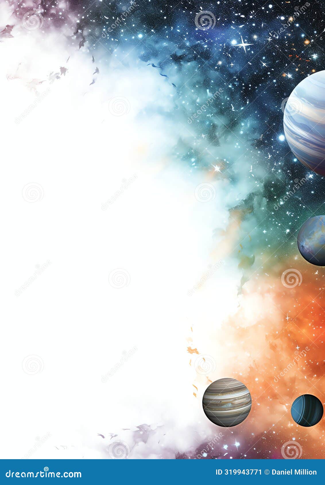 outer space frame border on white background