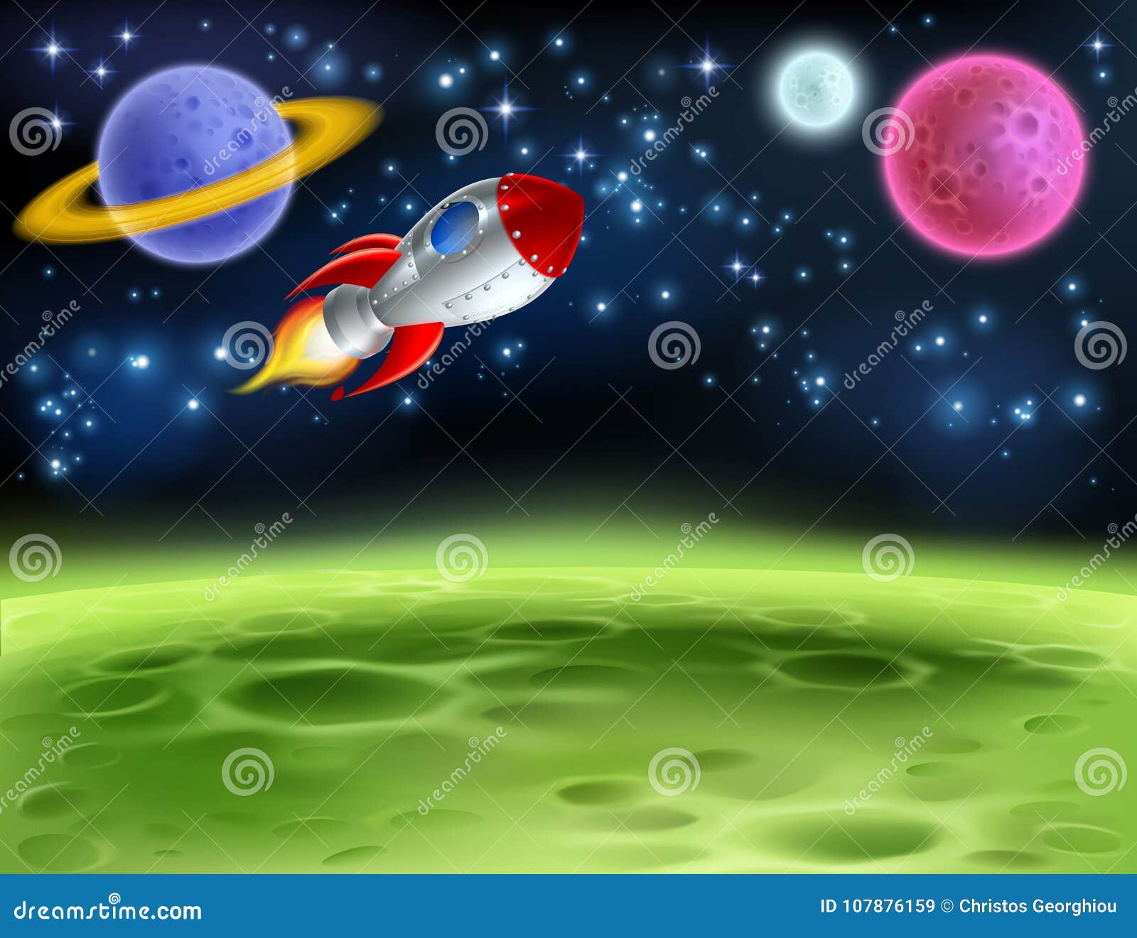 outer space planet cartoon background