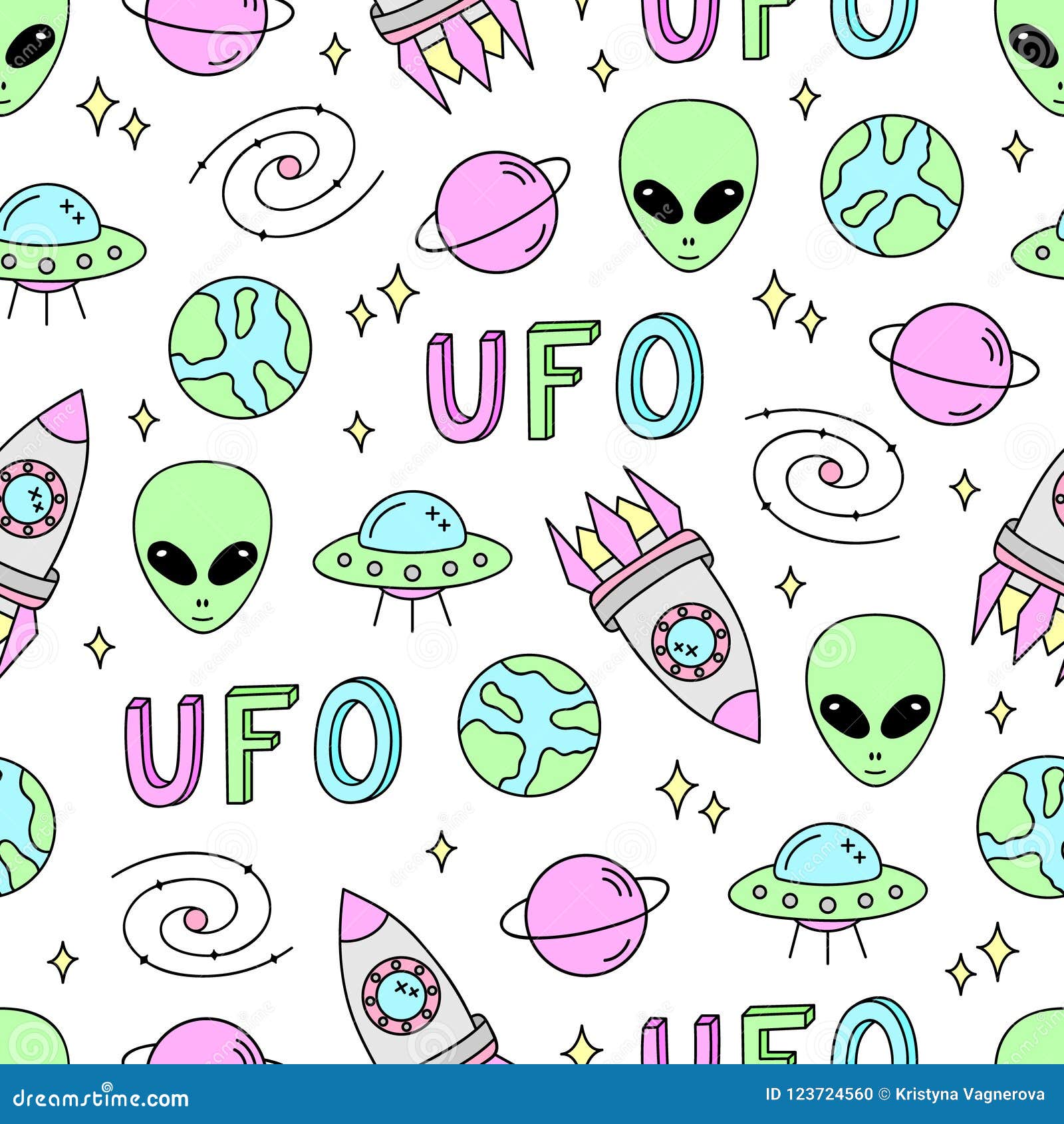 Outer Space Vector Seamless Pattern Stock Vector Illustration Of