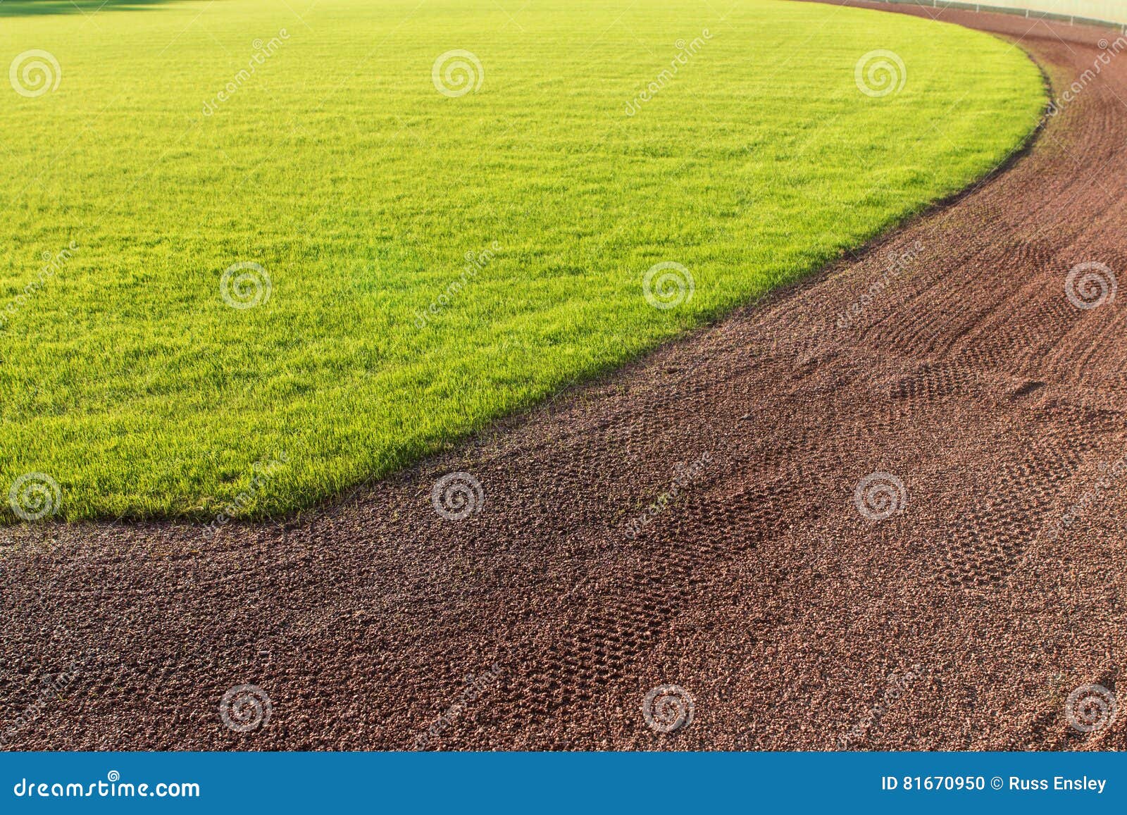 Outfield Grass and Warning Track Dirt of Baseball Field Stock Photo Image of mown, field 81670950