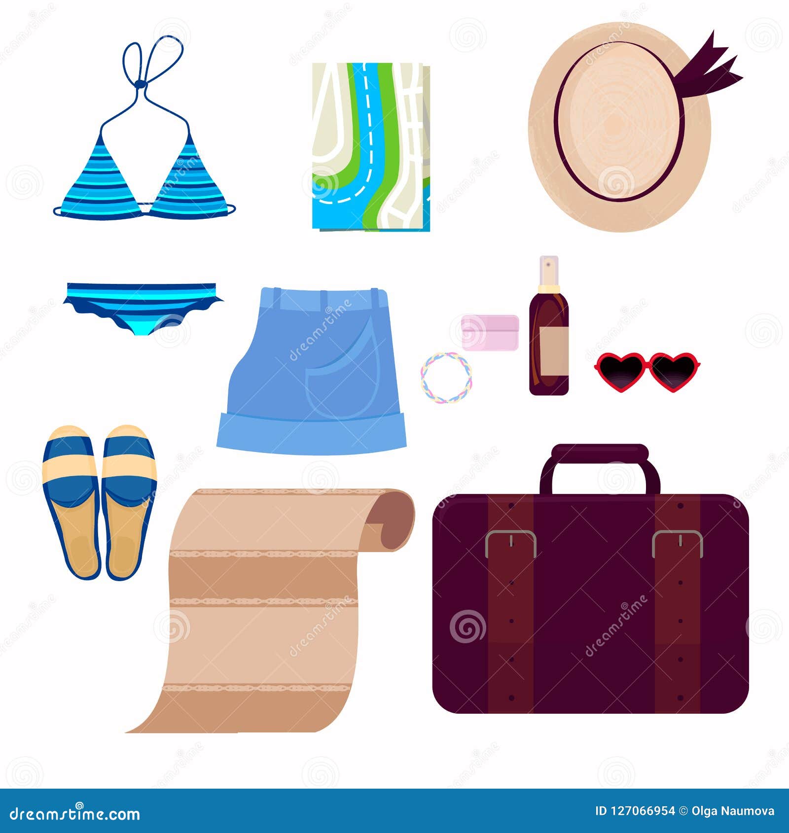 Illustrations on the Theme of Travel Vacation, Adventure. Outfit of ...