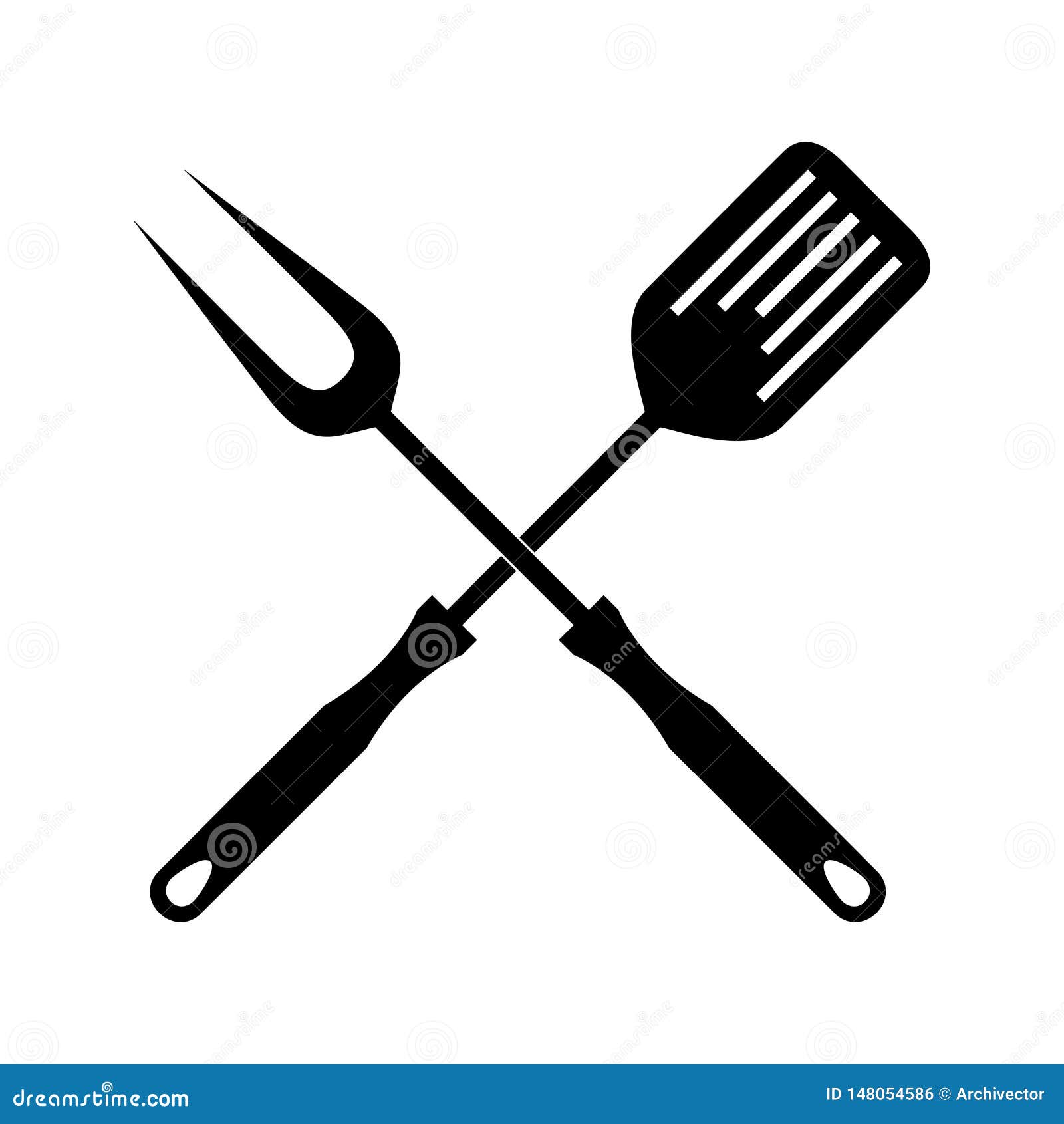 Outils De BBQ La Spatule Et La Fourchette Ont Croisé Illustration