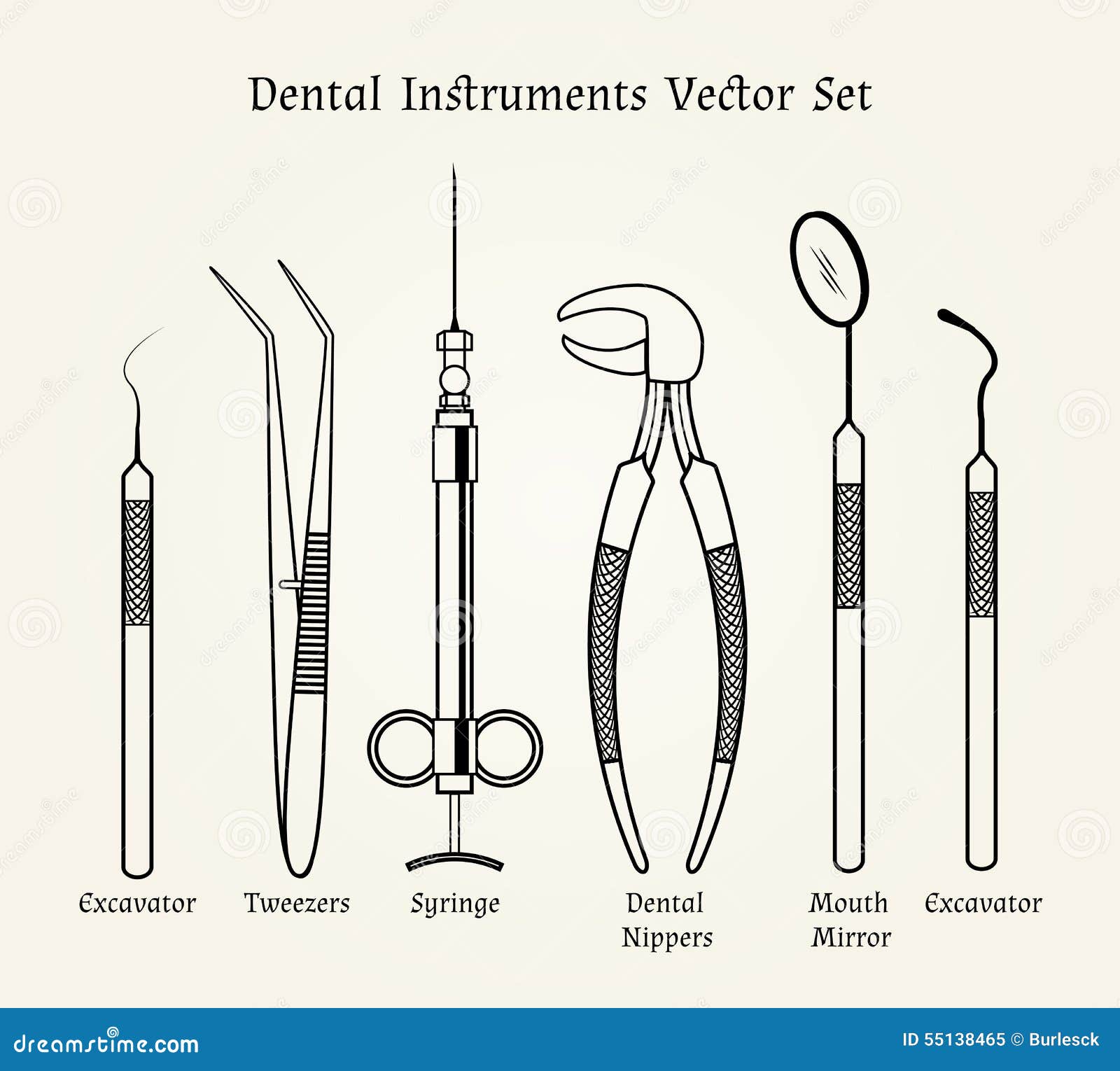 Outils De Dentiste De Vintage Matériel Médical Dans Rétro Illustration