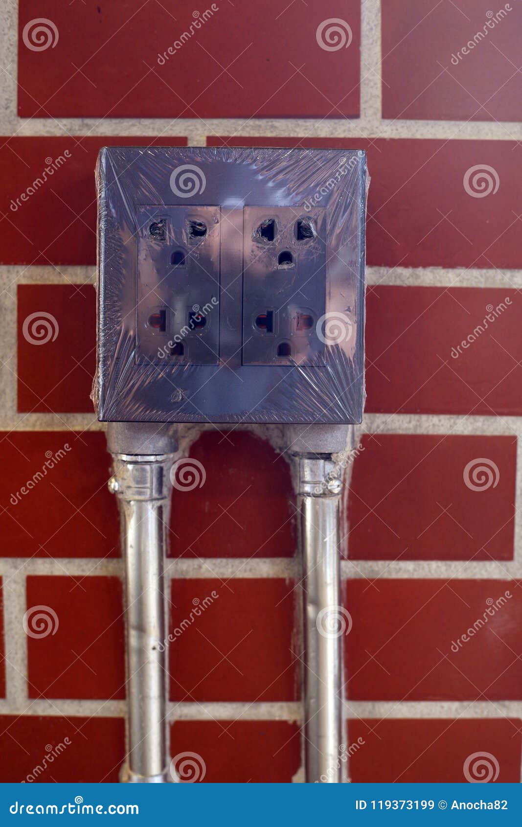 Outlet with wall concrete. stock image. Image of open 119373199