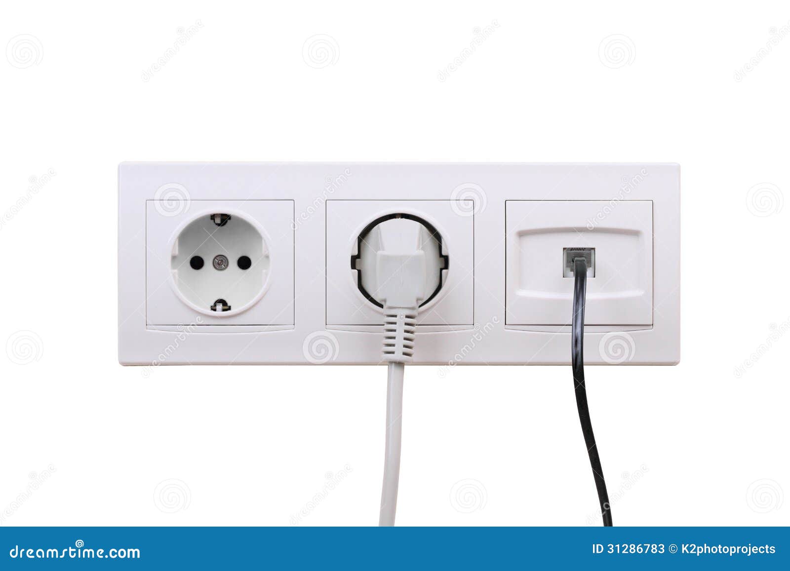 Outlets on wall stock image. Image of device, electric 31286783