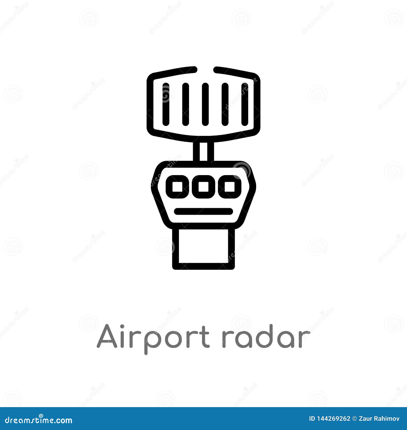 Outline Airport Radar Vector Icon. Isolated Black Simple Line Element ...