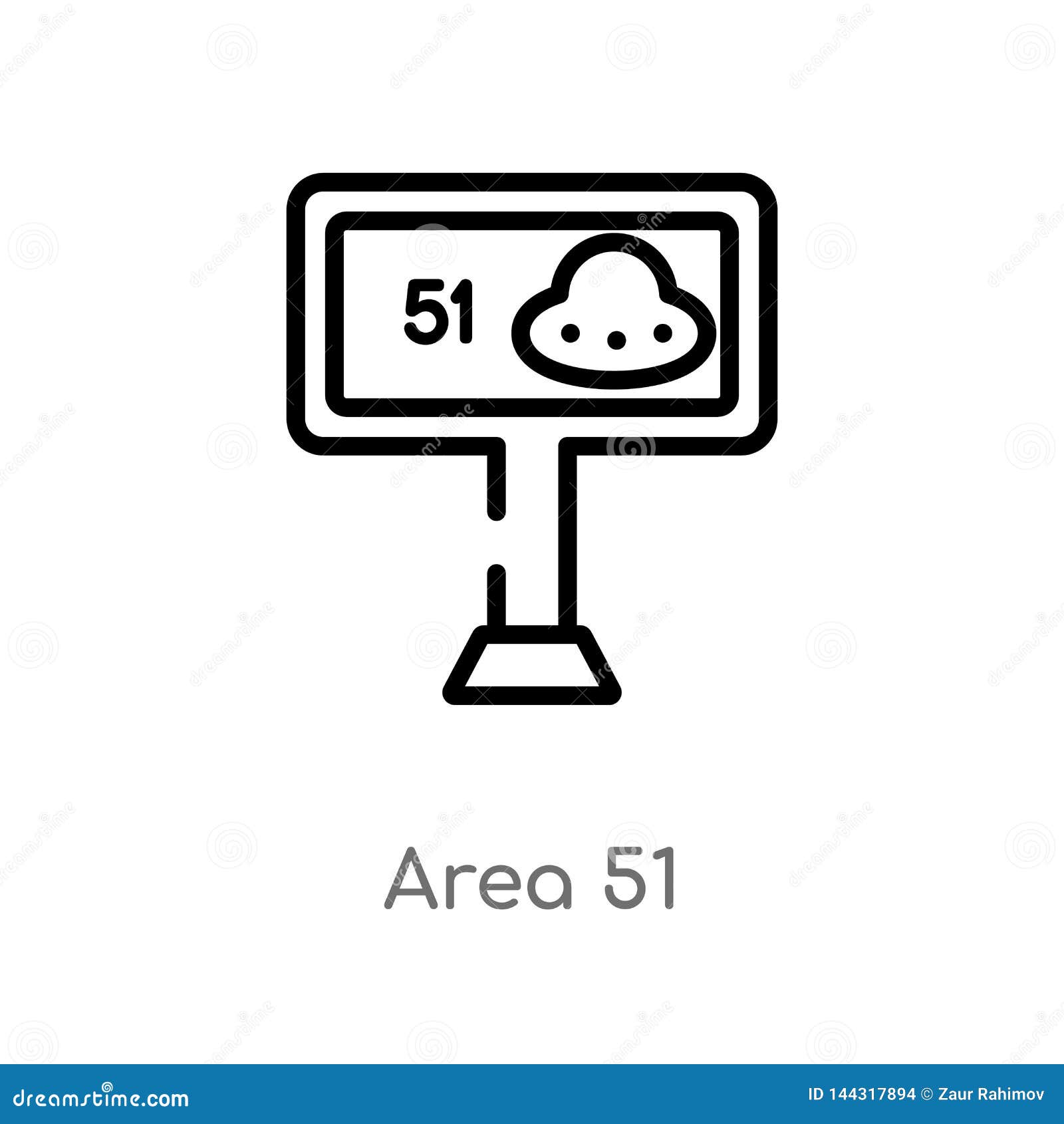 Outline Area 51 Vector Icon. Isolated Black Simple Line Element