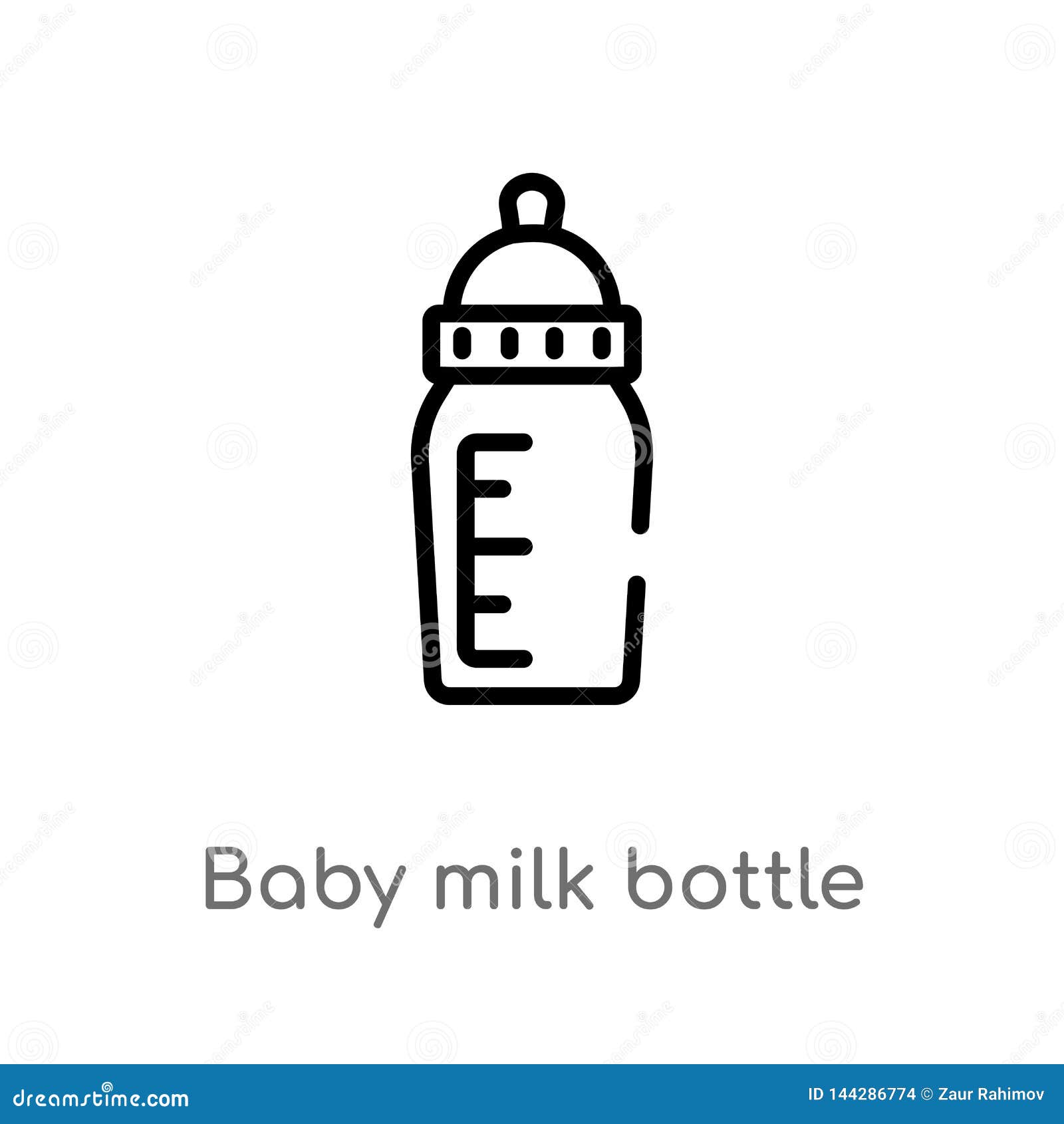 Outline Baby Milk Bottle Vector Icon. Isolated Black ...