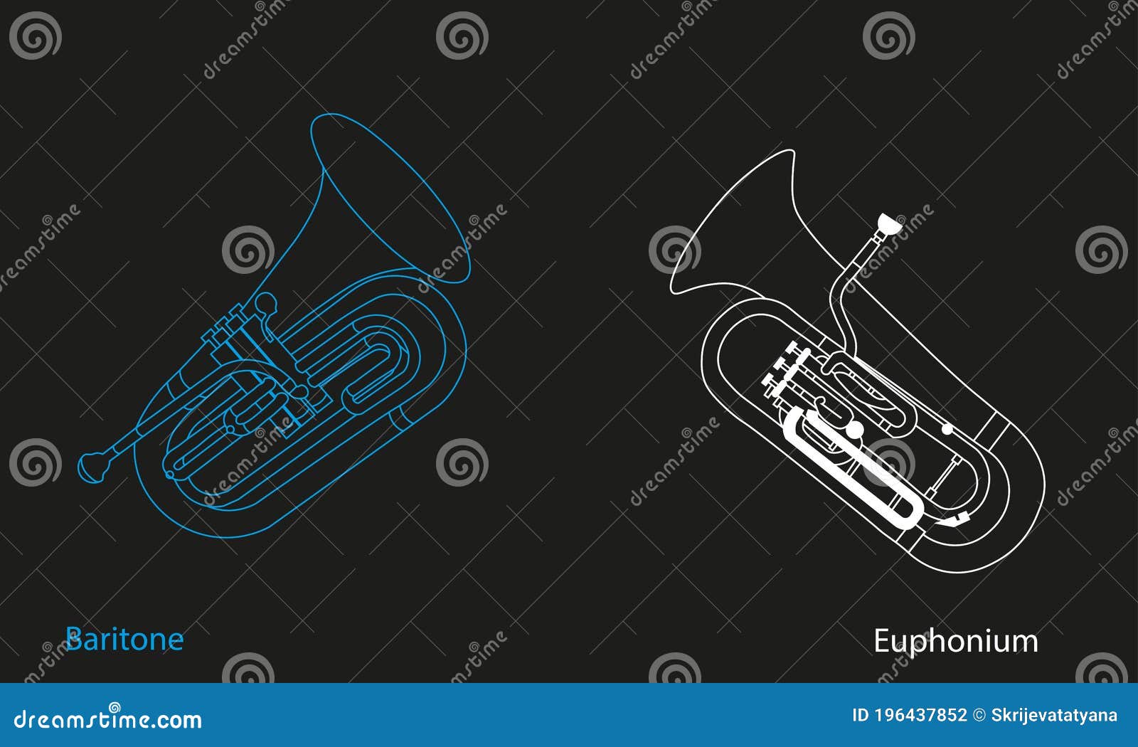 Outline Baritone and Euphonium Ensemble Stock Vector Illustration of