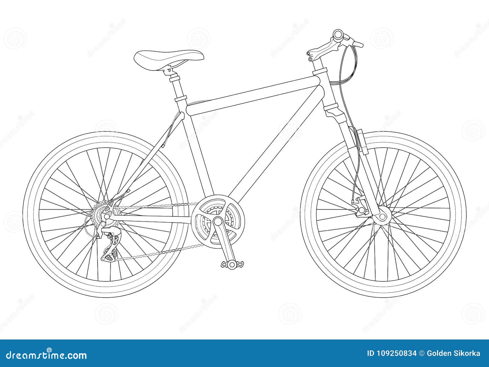 Outline Bicycle Outline Isolated on White Background. Mountain Bike Outline Bicycle Outline Isolated on White Background. Mountain Bike