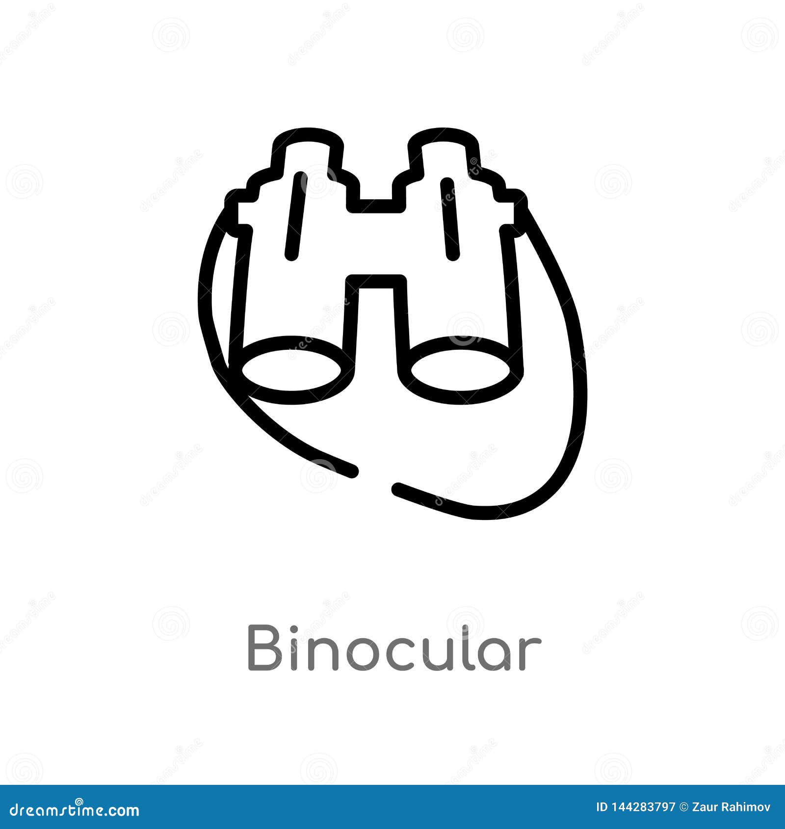Outline Binocular Vector Icon. Isolated Black Simple Line Element