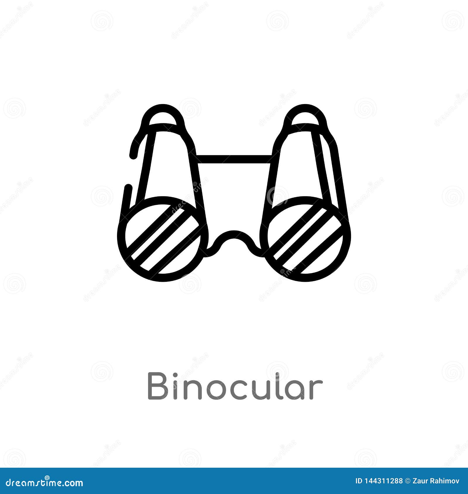 Outline Binocular Vector Icon. Isolated Black Simple Line Element