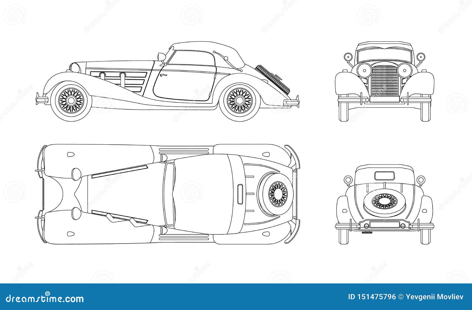 Vintage Red Cabriolet Vector Illustration | CartoonDealer.com #59446536