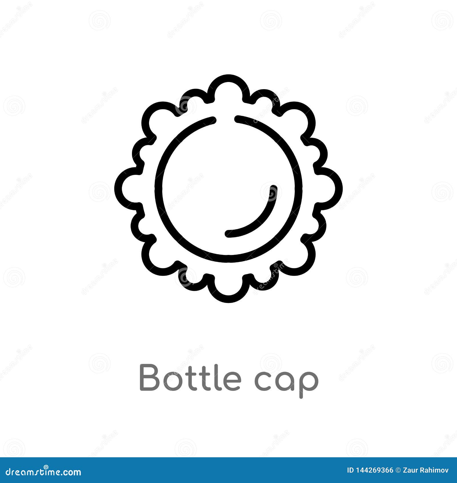 Outline Bottle Cap Vector Icon. Isolated Black Simple Line Element