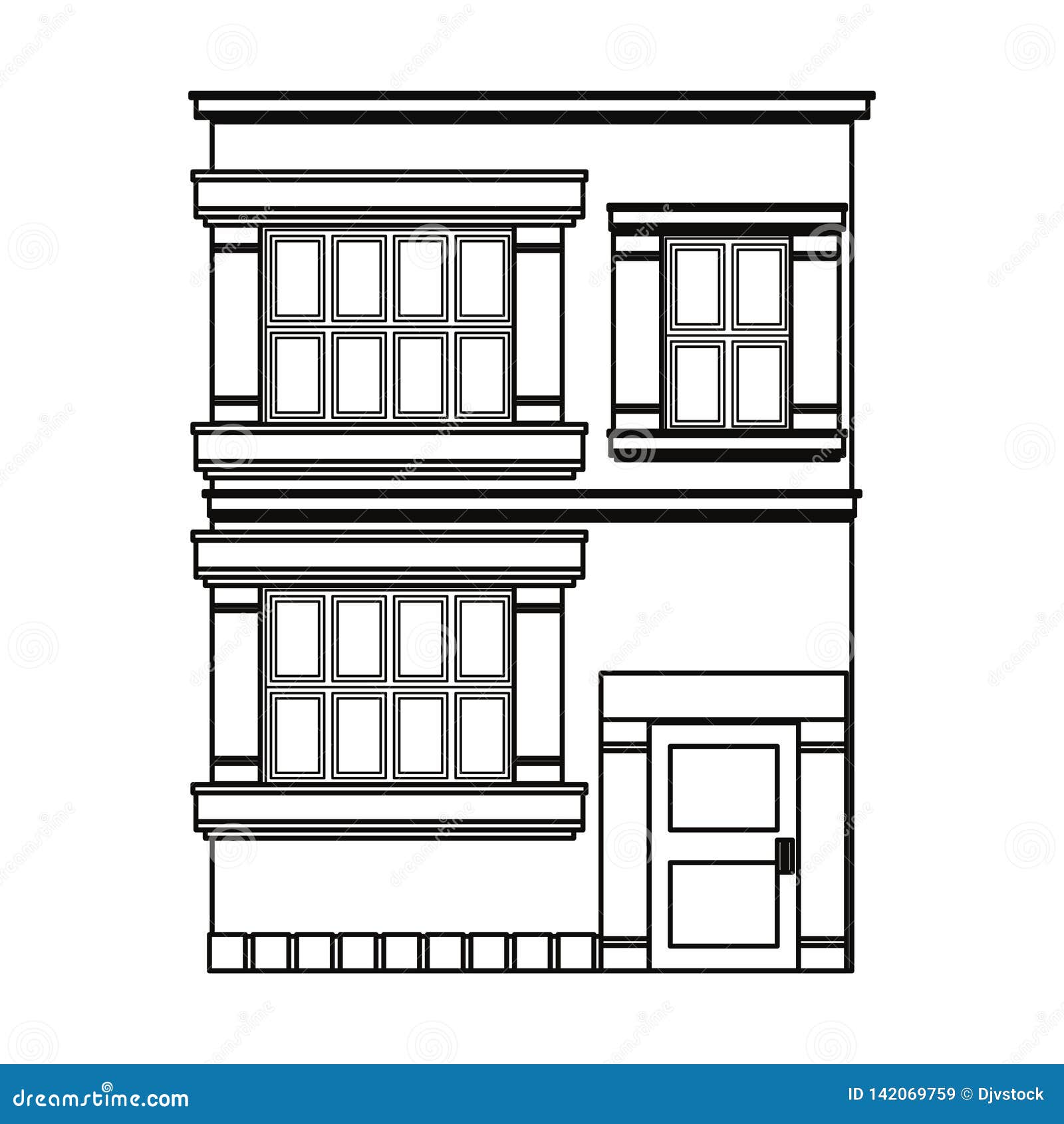 Outline building house on white background vector illustration