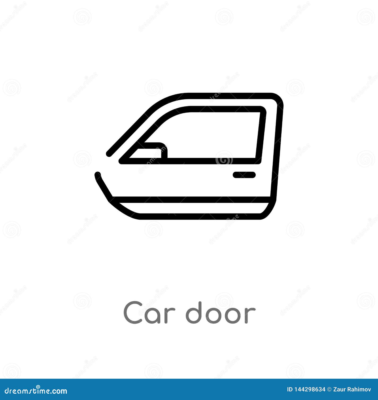 Outline Car Door Vector Icon Isolated Black Simple Line