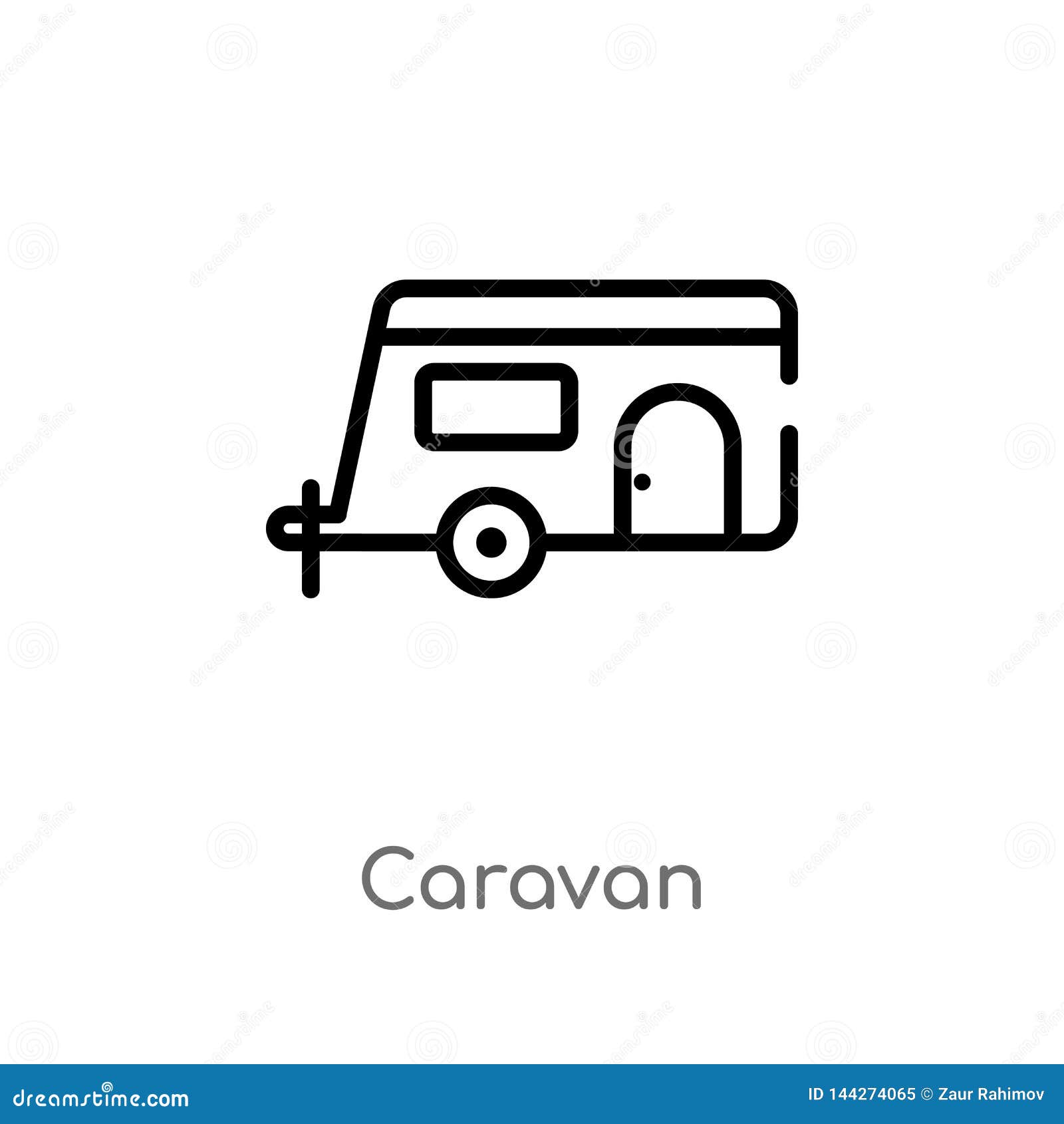 Outline Caravan Vector Icon. Isolated Black Simple Line Element ...