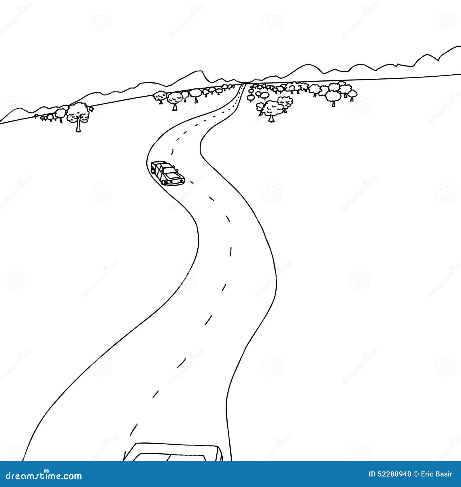 Outline of Cars on Road stock illustration. Illustration