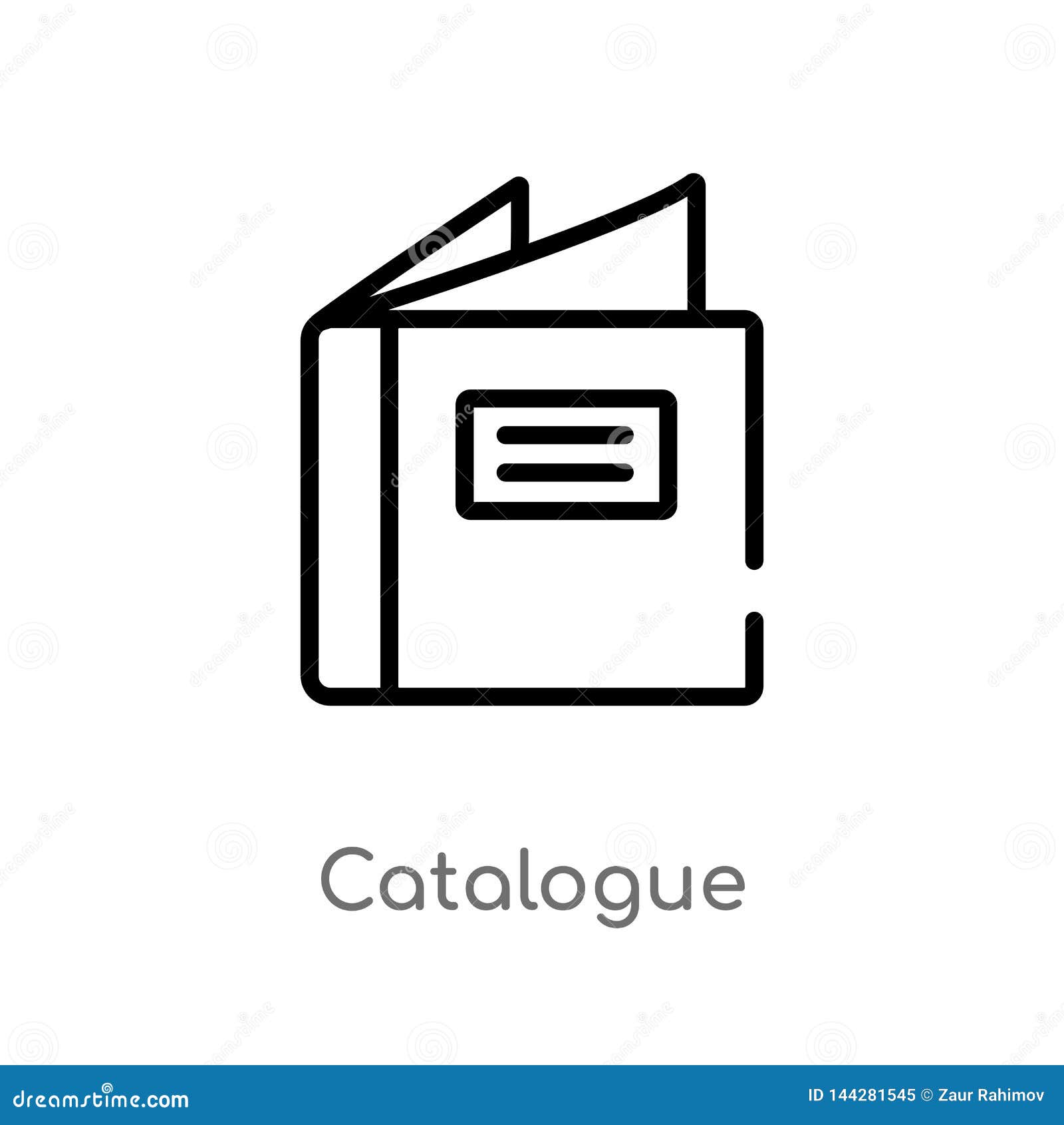 Outline Catalogue Vector Icon. Isolated Black Simple Line Element
