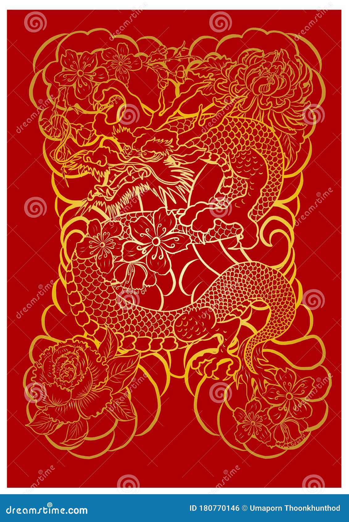 Naga Dragon and Bird Tradirional Thai Artwork  Stock Illustration  41137802  PIXTA