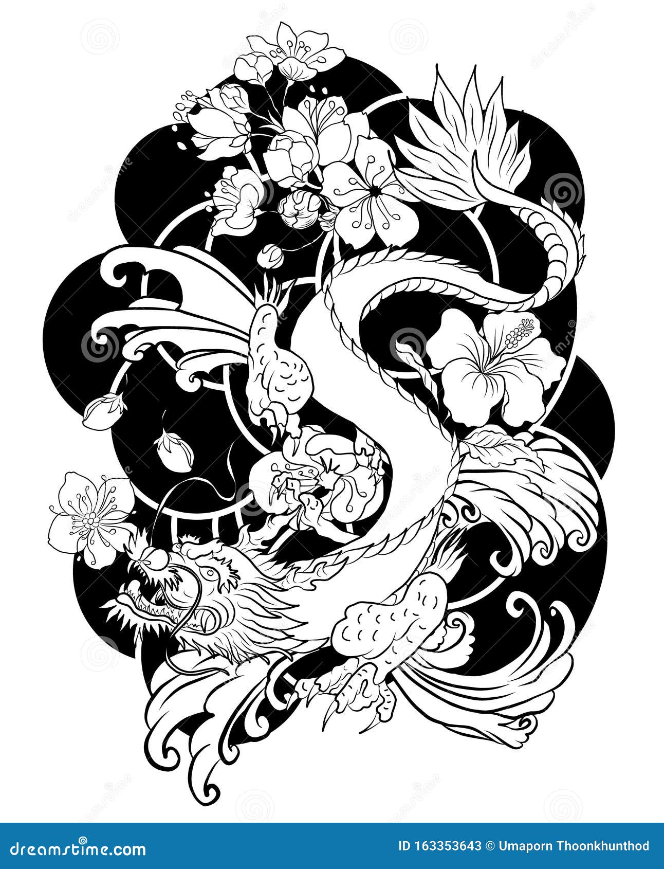 Illustration of black japanese dragon on white background  Download on  Freepik
