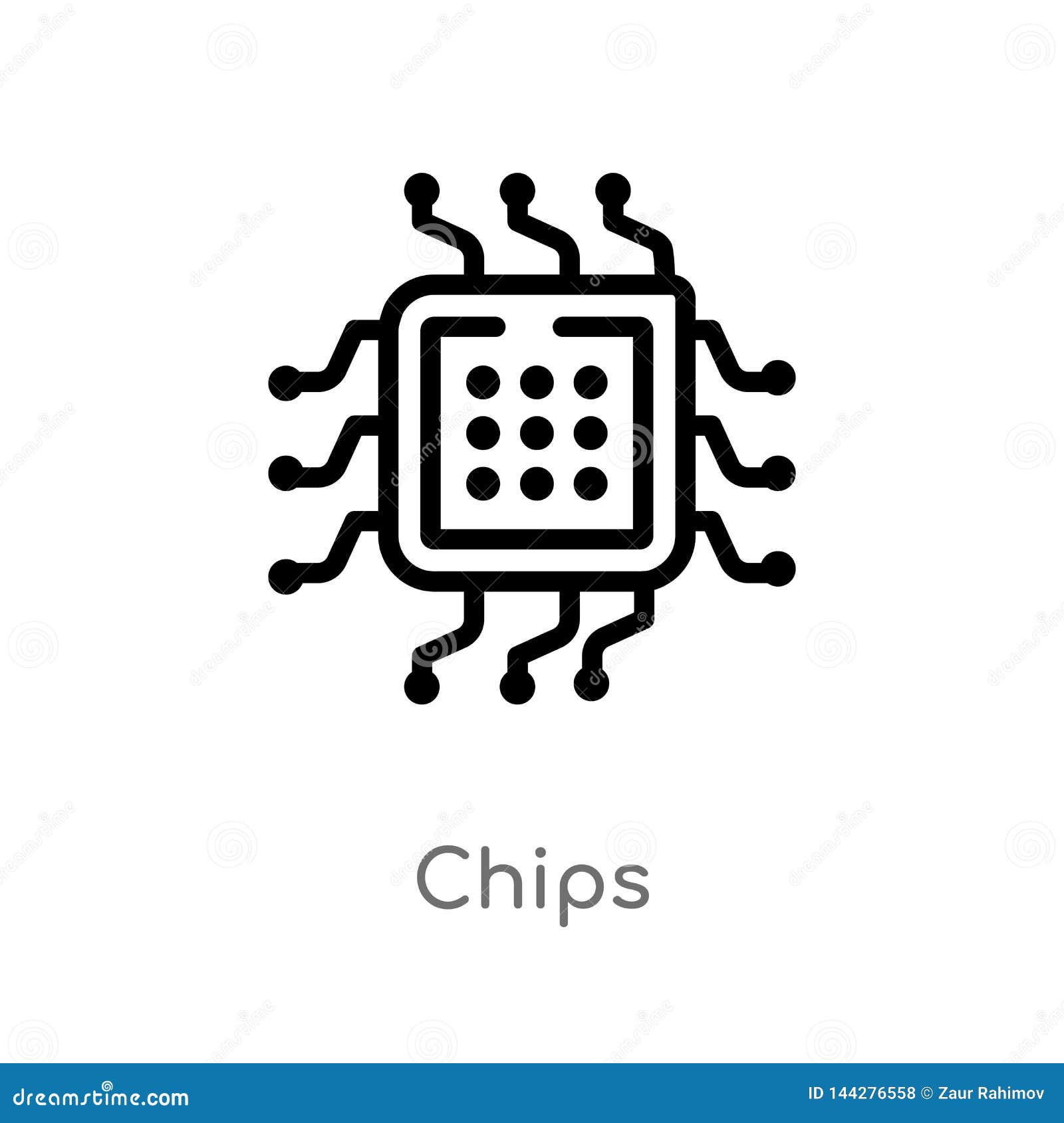 Outline Chips Vector Icon. Isolated Black Simple Line Element