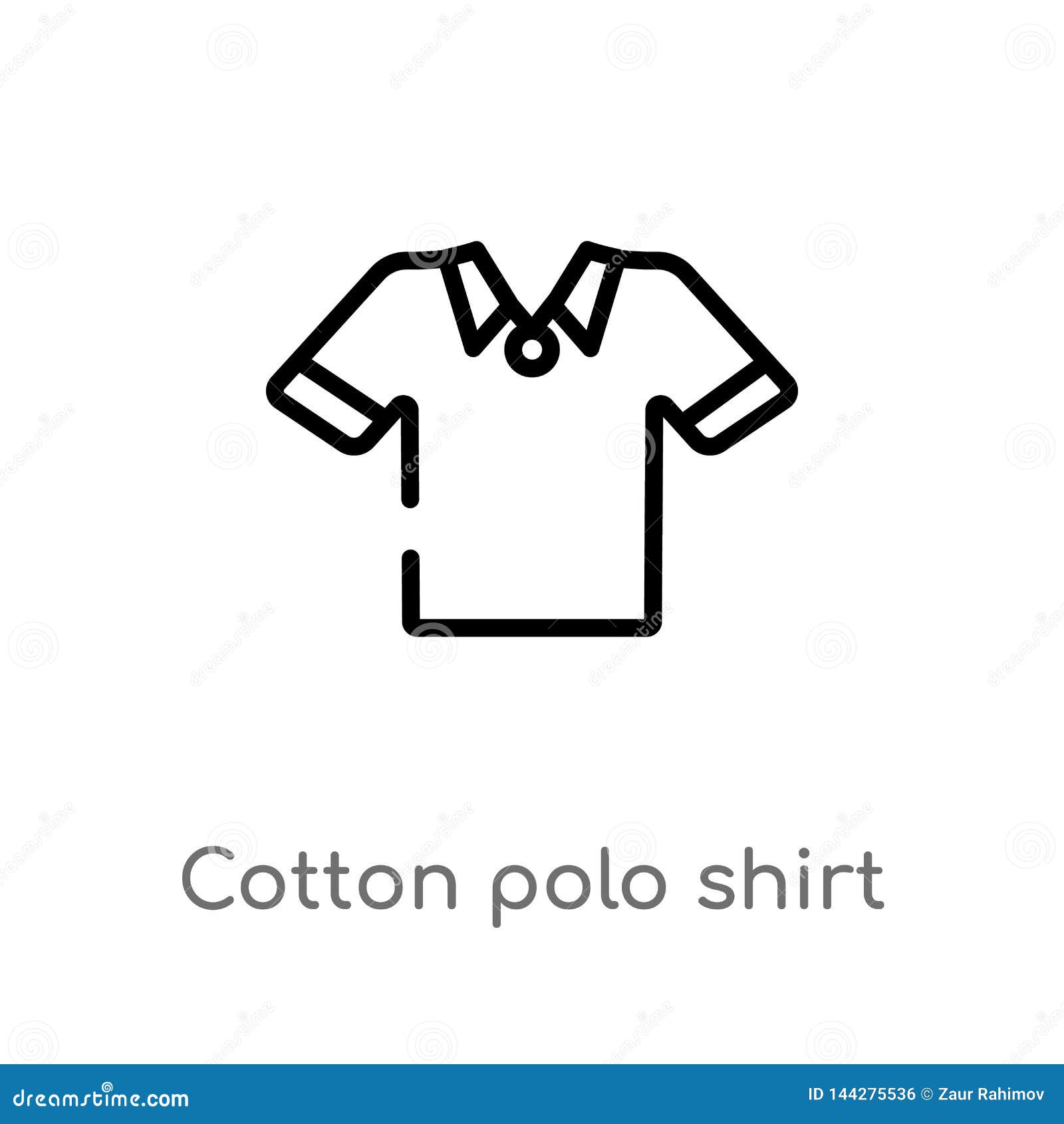 Outline Cotton Polo Shirt Vector Icon. Isolated Black Simple Line ...