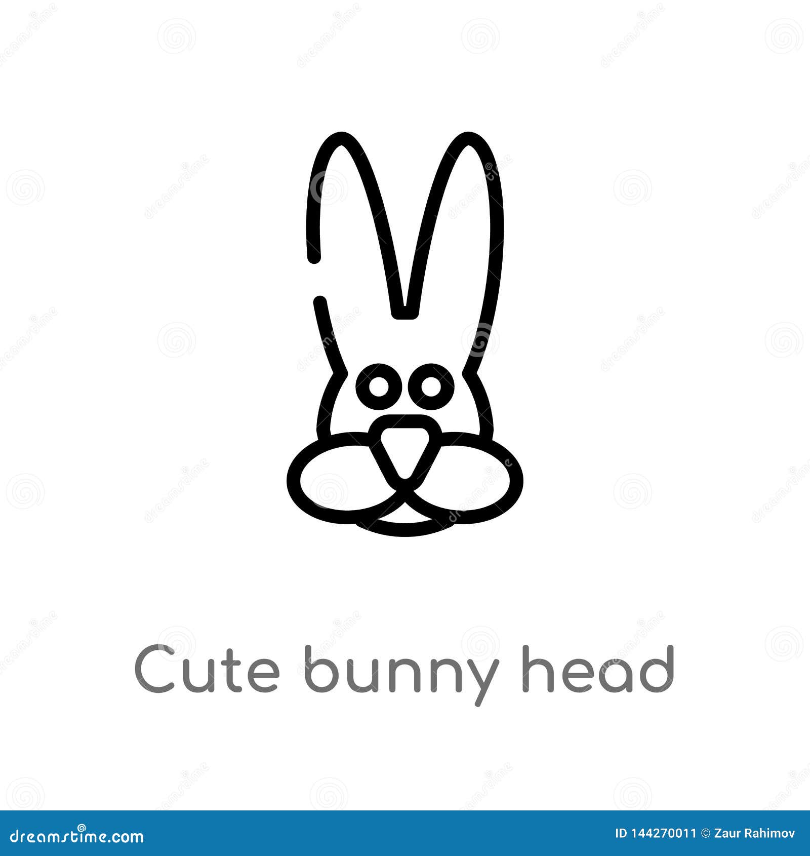 Download Outline Cute Bunny Head Vector Icon. Isolated Black Simple ...