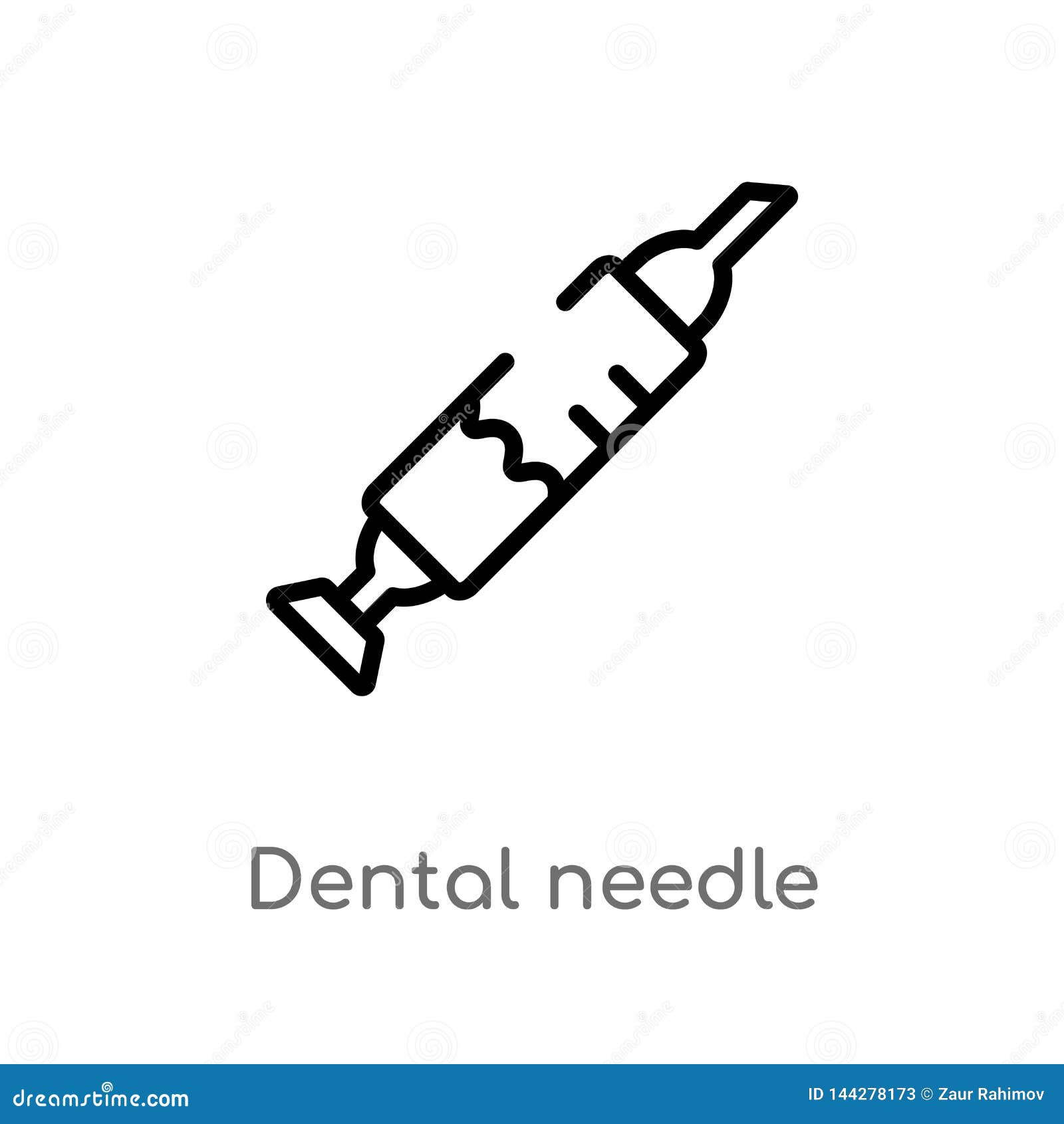 Outline Dental Needle Vector Icon. Isolated Black Simple Line Element ...