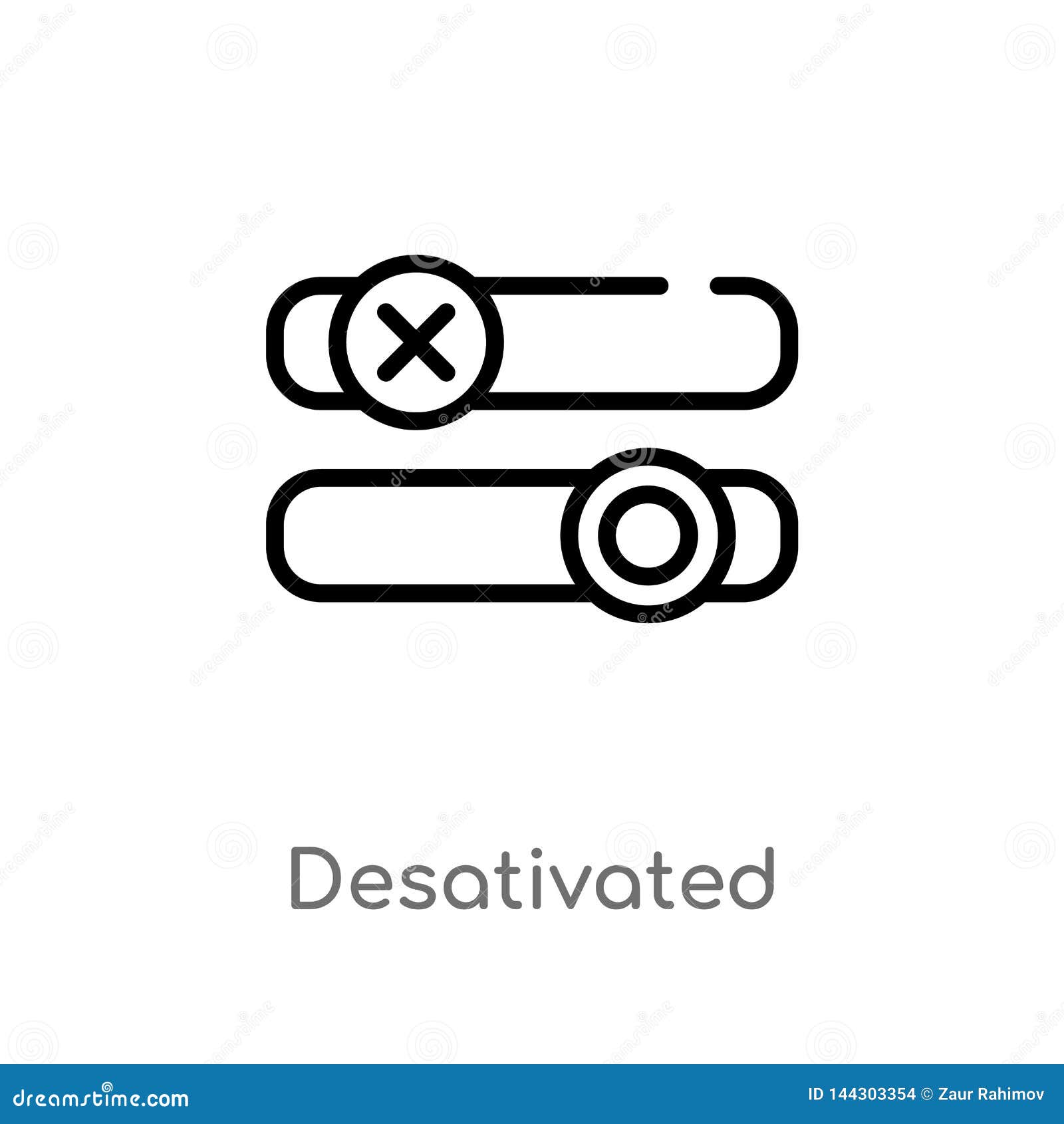 outline desativated  icon.  black simple line   from user interface concept. editable 