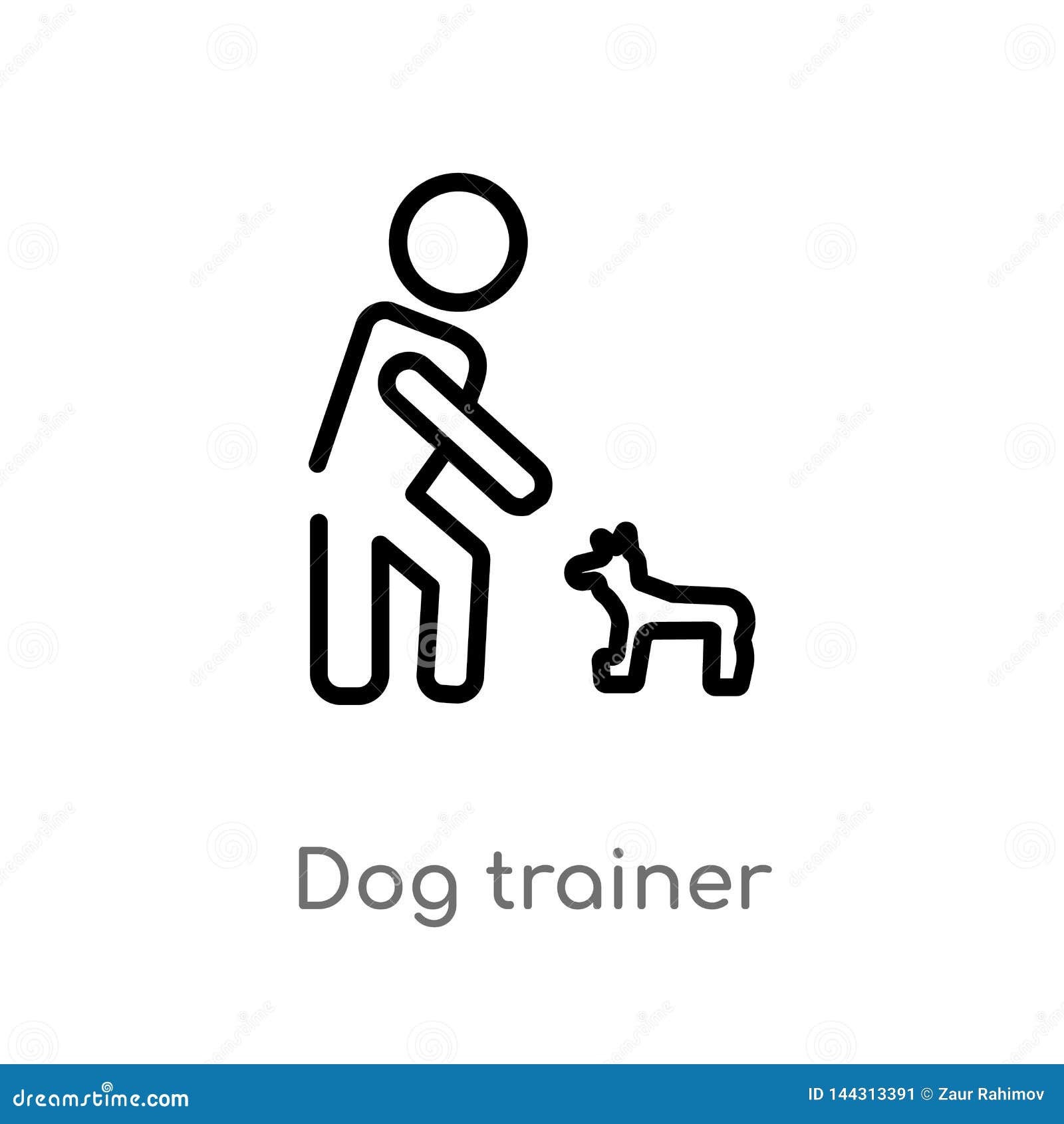 Outline Dog Trainer Vector Icon. Isolated Black Simple Line Element