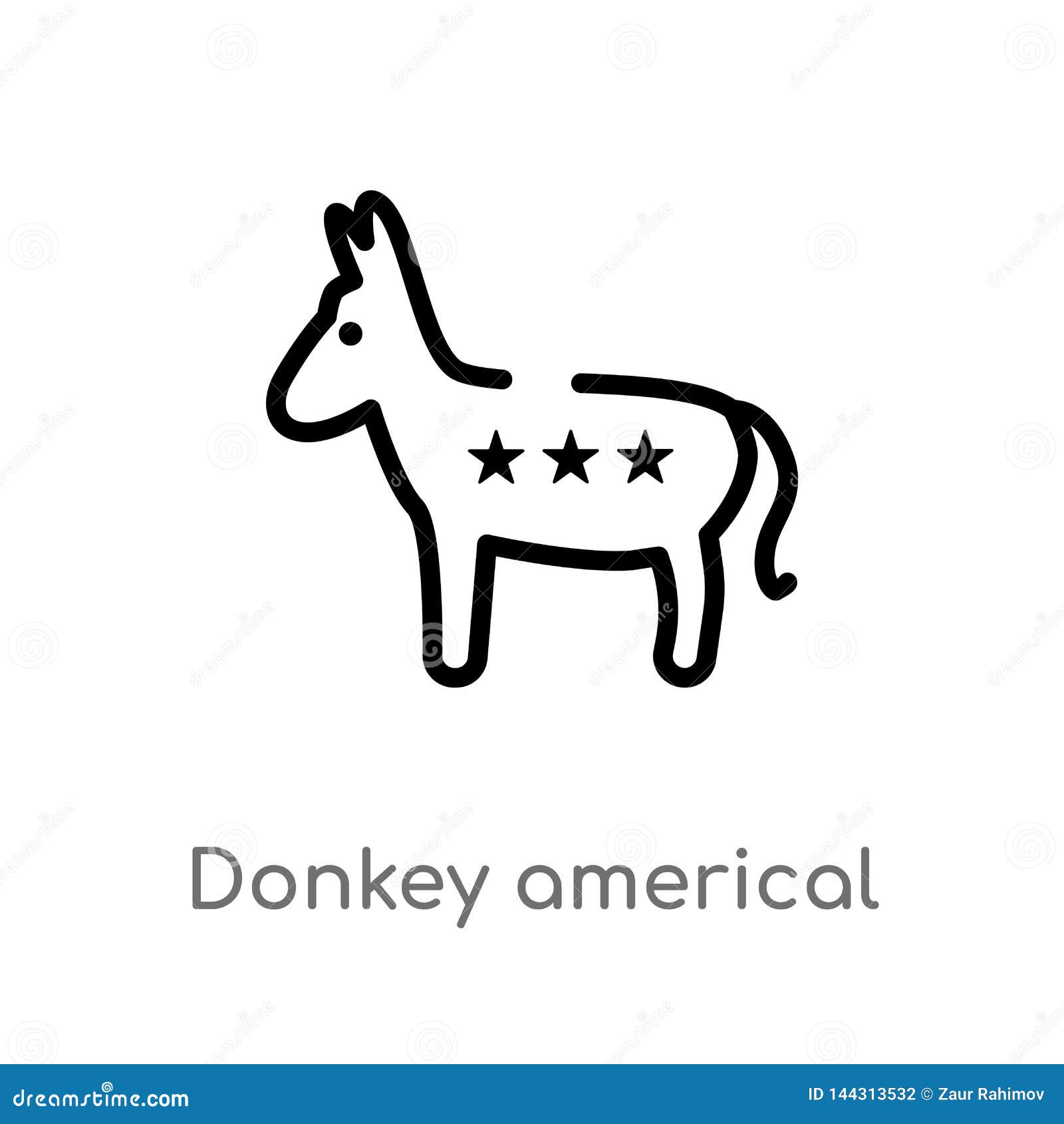 outline donkey americal political  icon.  black simple line   from political concept. editable