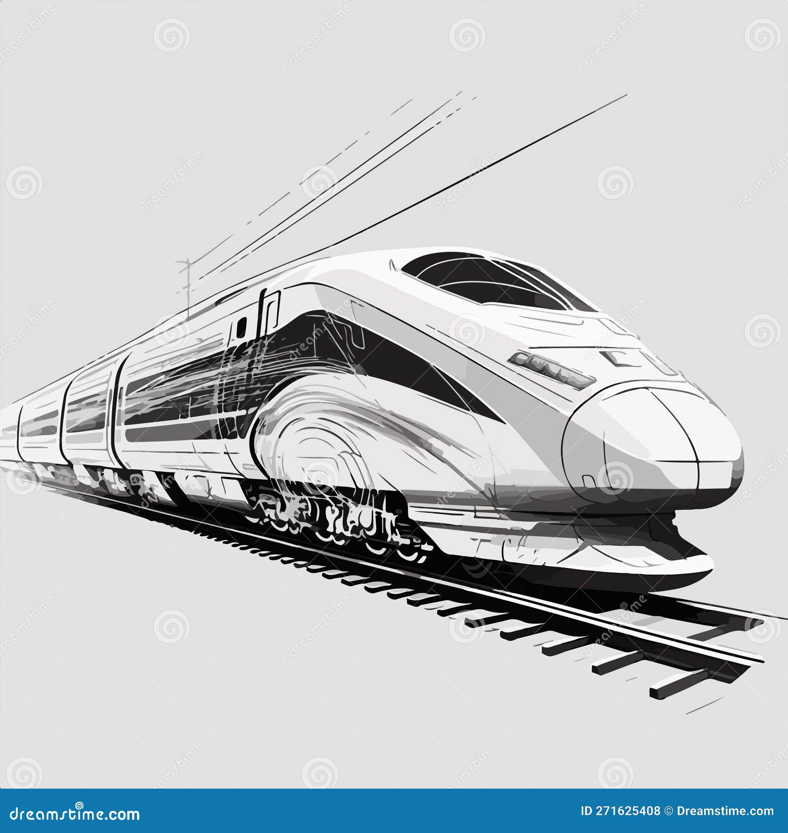 Linear sketch high speed train Stock Vector