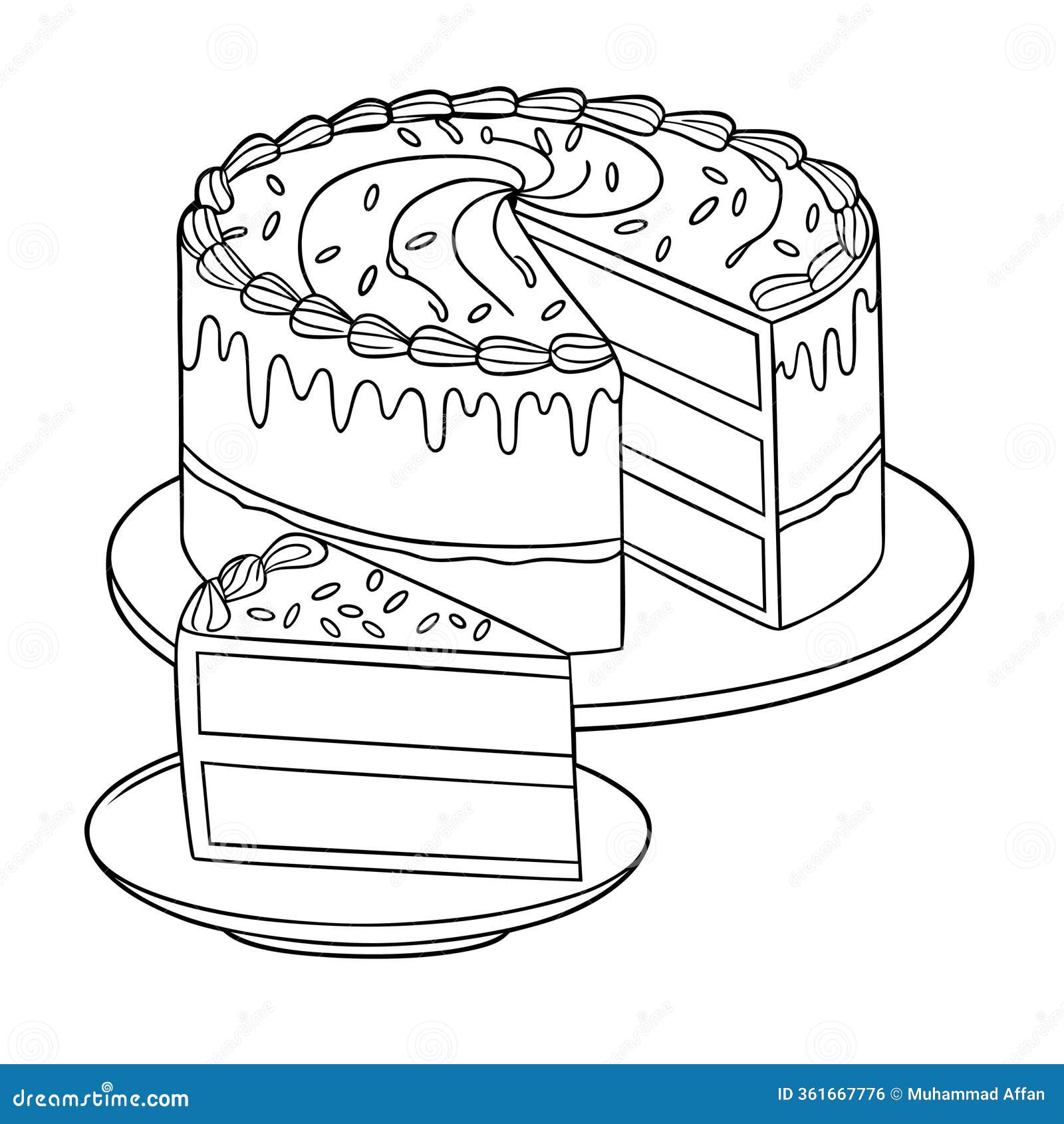 decorative  of a layered cake with frosting and textural s