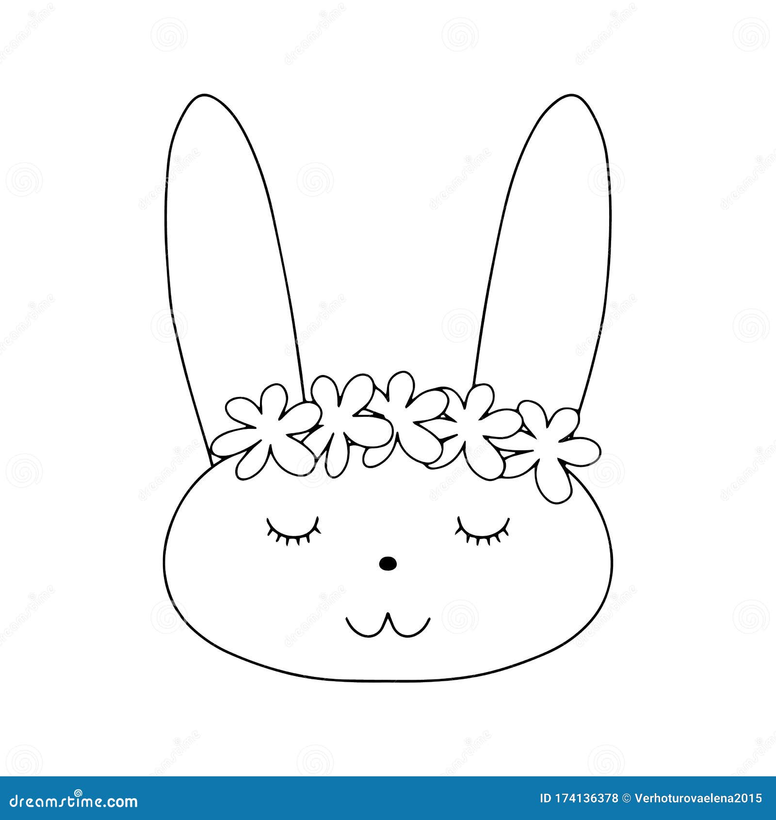 Download Outline Easter Bunny Coloring In Line Art Style With ...
