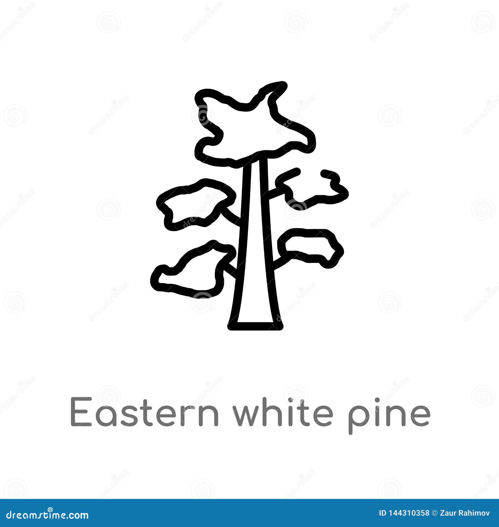 Outline Eastern Cottonwood Tree Vector Icon. Isolated Black Simple Line