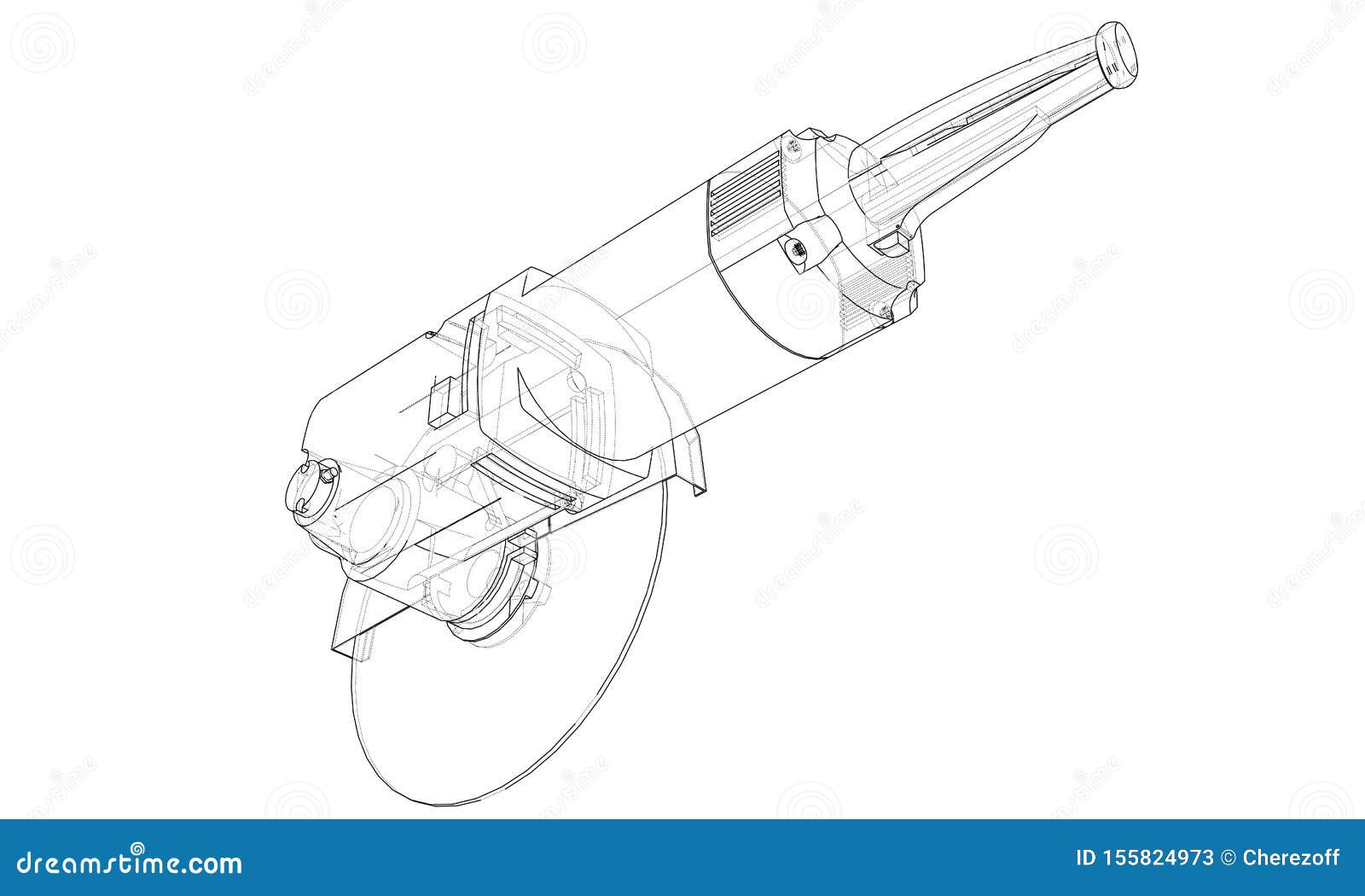 Outline Electric Angle Grinder. Vector Stock Vector Illustration of
